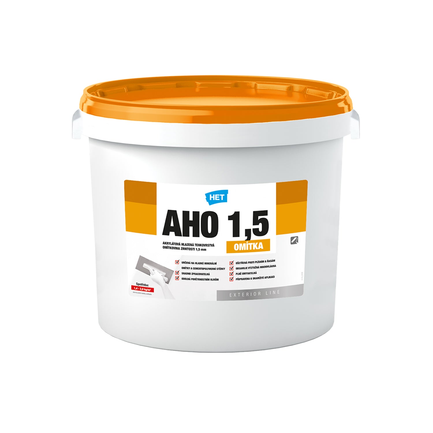 HET AHO umývateľná akrylátová hladená fasádna omietka - 25 kg (1,5 zrnitosť)