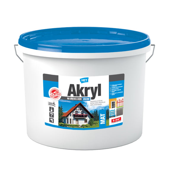 HET AKRYL MAT univerzálna vrchná akrylátová matná farba na drevo a kov 12 kg