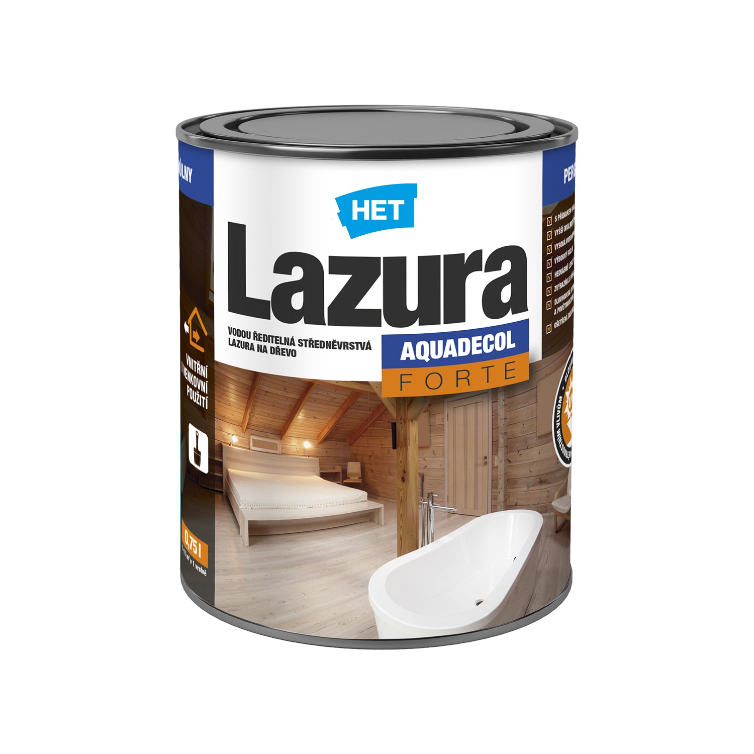 HET AQUADECOL LAZÚRA FORTE strednovrstvová lazúra na drevo 0,75 l