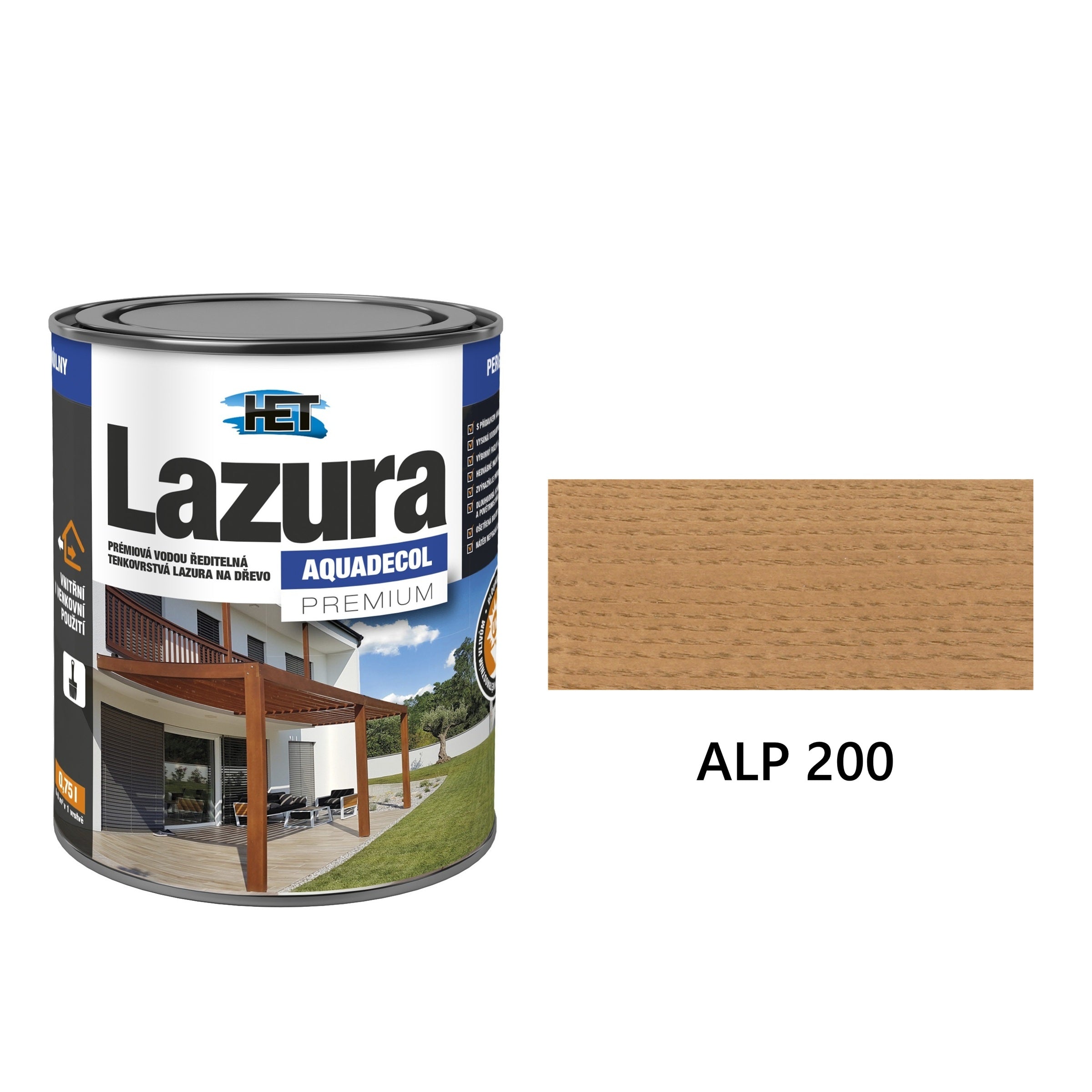 HET Aquadecol LAZÚRA PREMIUM tenkovrstvá lazúra na drevo ALP 200