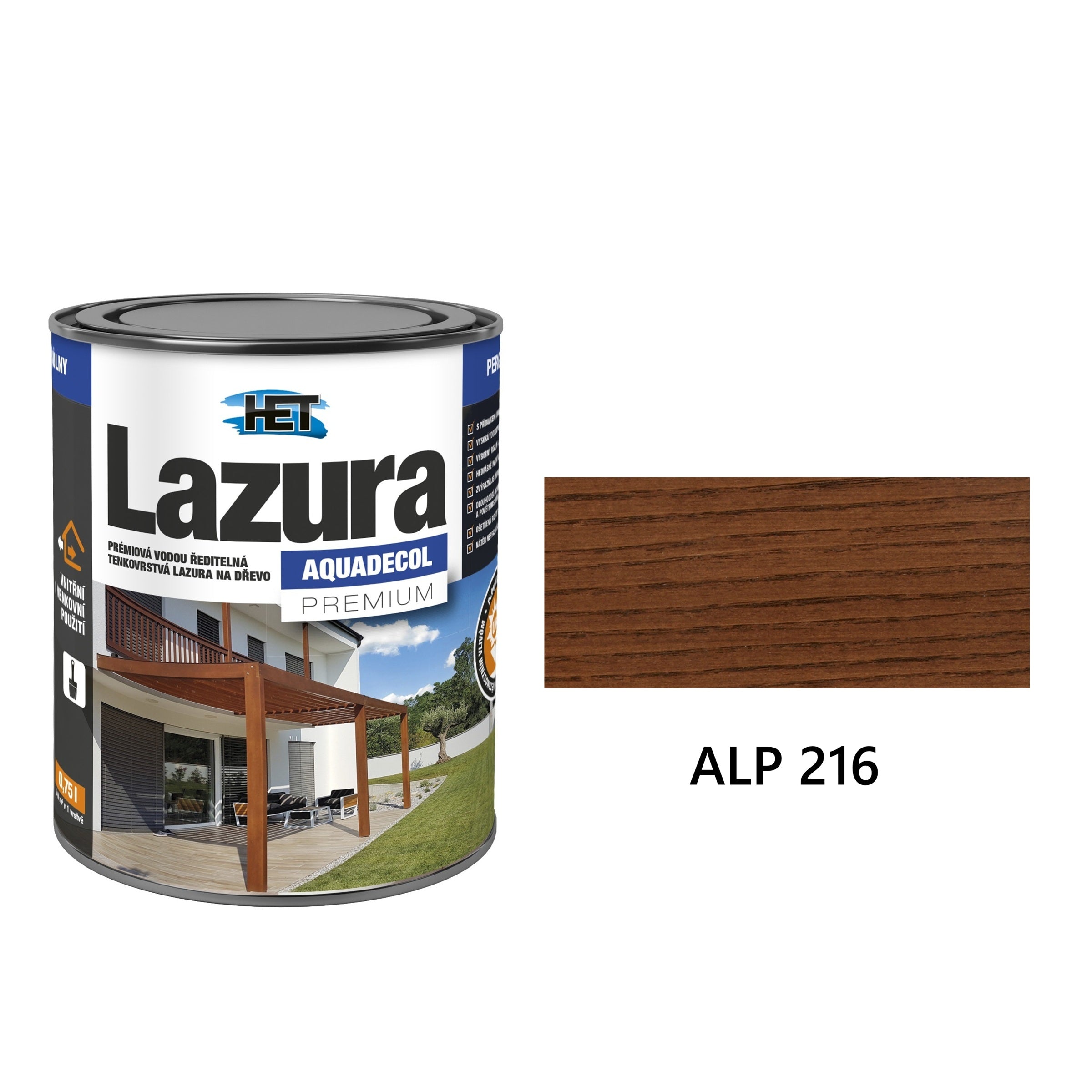 HET Aquadecol LAZÚRA PREMIUM tenkovrstvá lazúra na drevo ALP 216