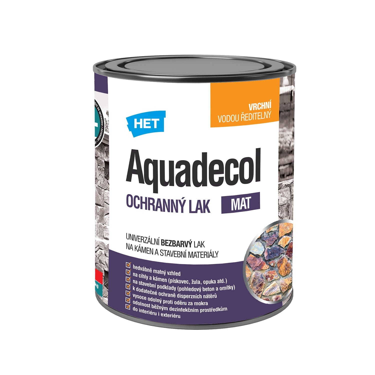 HET Aquadecol OCHRANNÝ LAK matný bezfarebný lak na kameň a stavebné materiály 0,7 kg