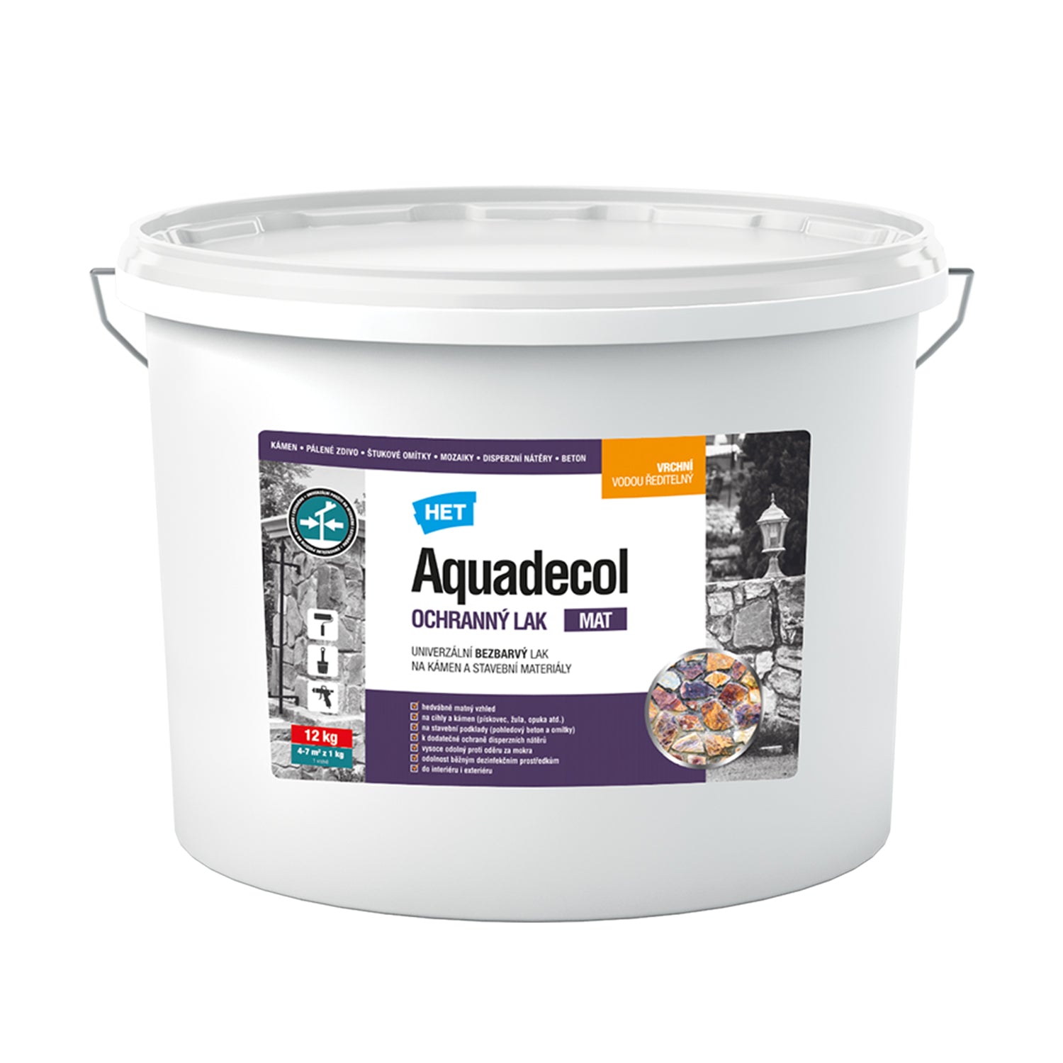 HET Aquadecol OCHRANNÝ LAK matný bezfarebný lak na kameň a stavebné materiály 12 kg