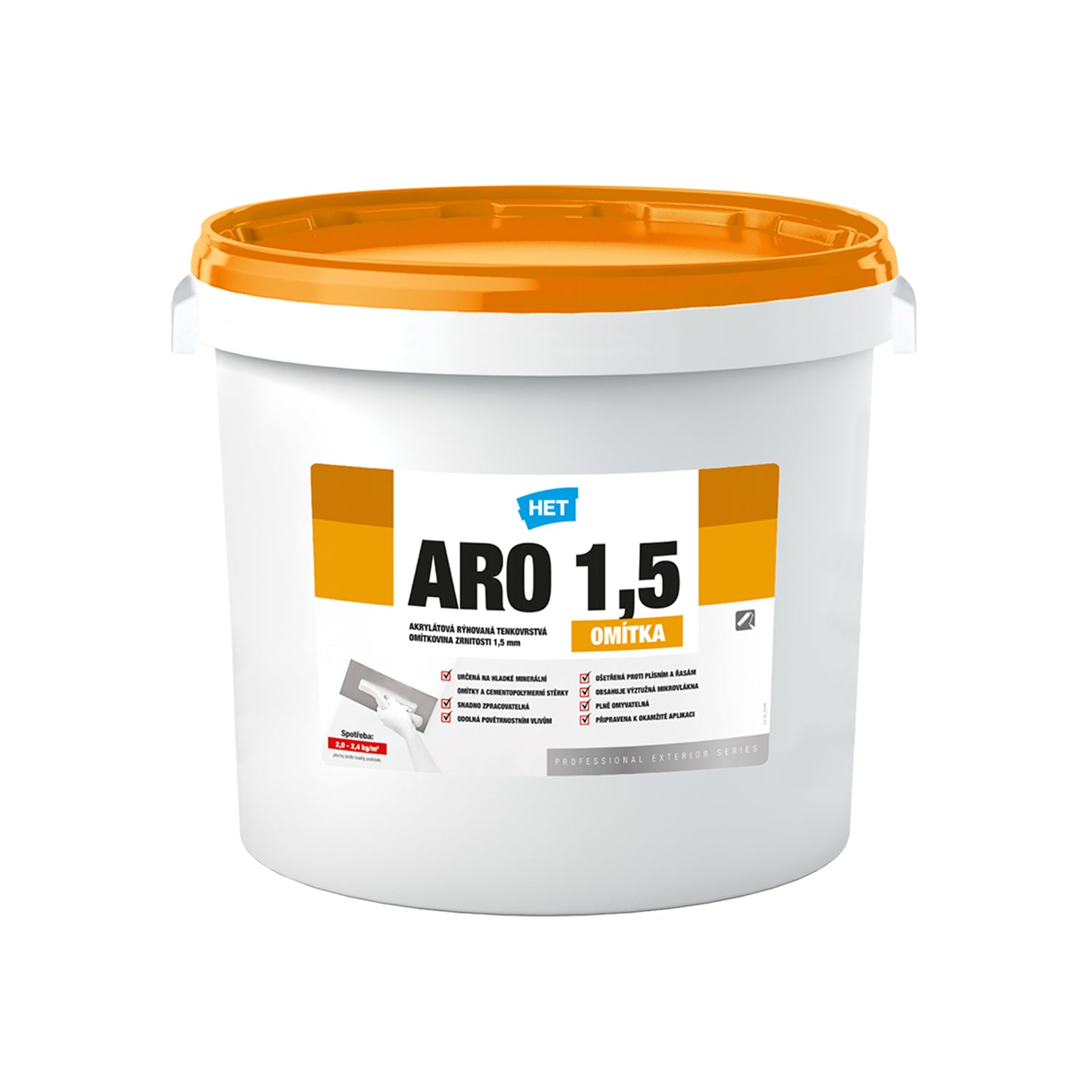 HET ARO umývateľná akrylátová ryhovaná fasádna omietka 25 kg (1,5 zrnitosť)