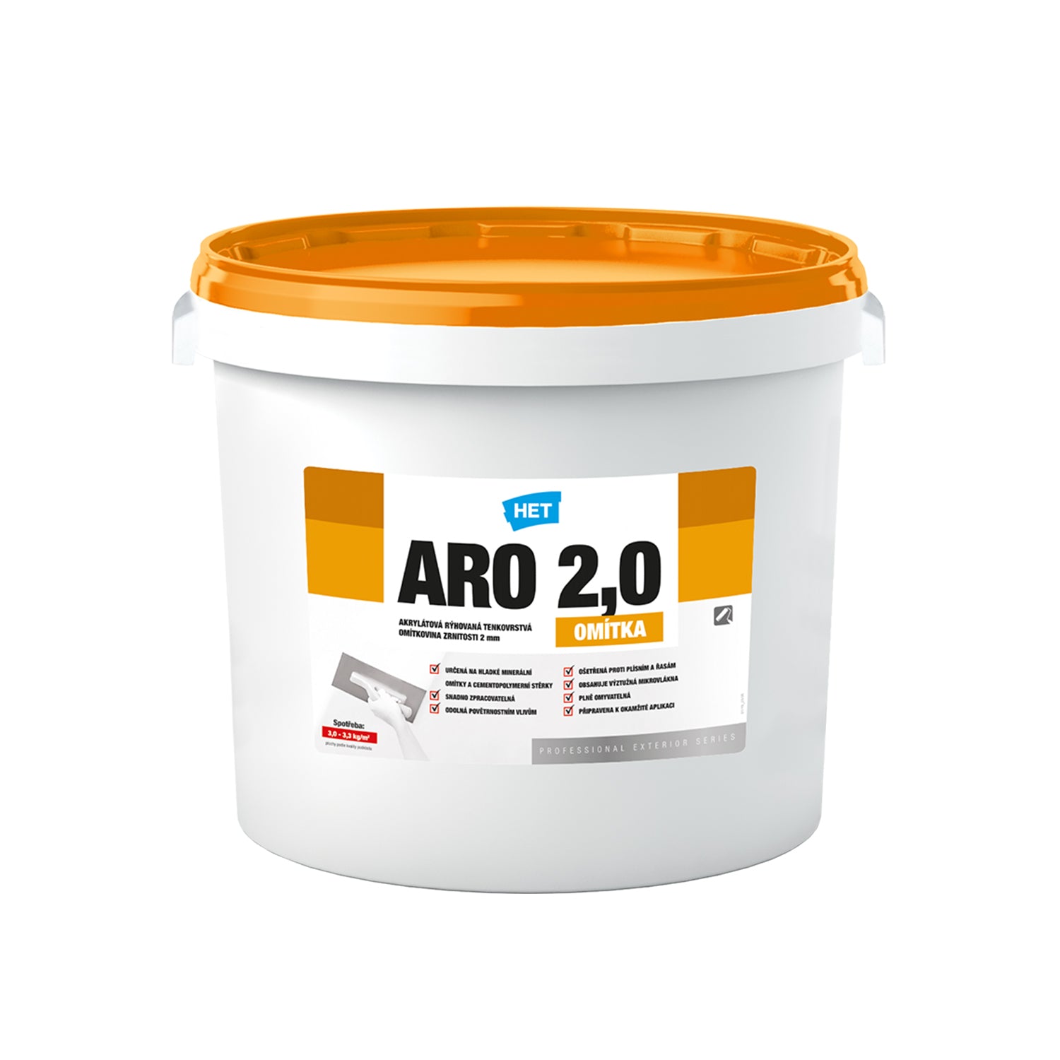 HET ARO umývateľná akrylátová ryhovaná fasádna omietka 25 kg (2,0 zrnitosť)