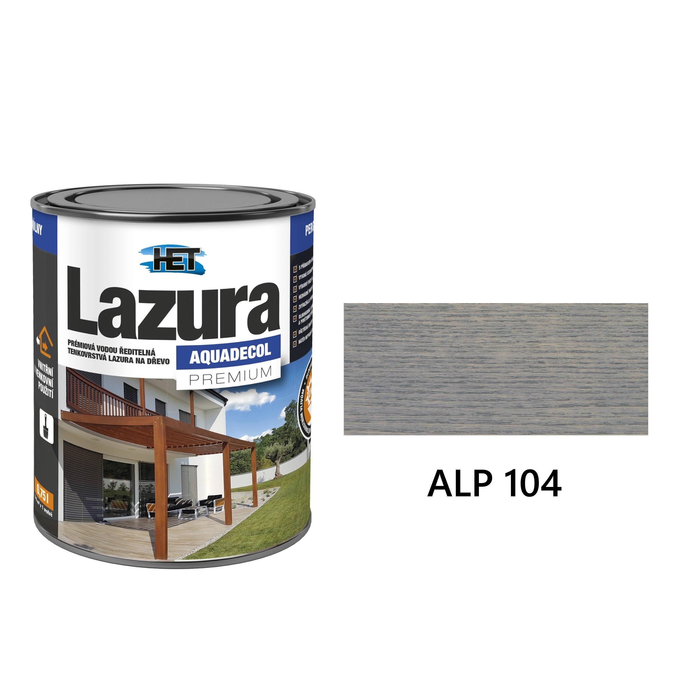 HET Aquadecol LAZÚRA PREMIUM tenkovrstvá lazúra na drevo ALP 104