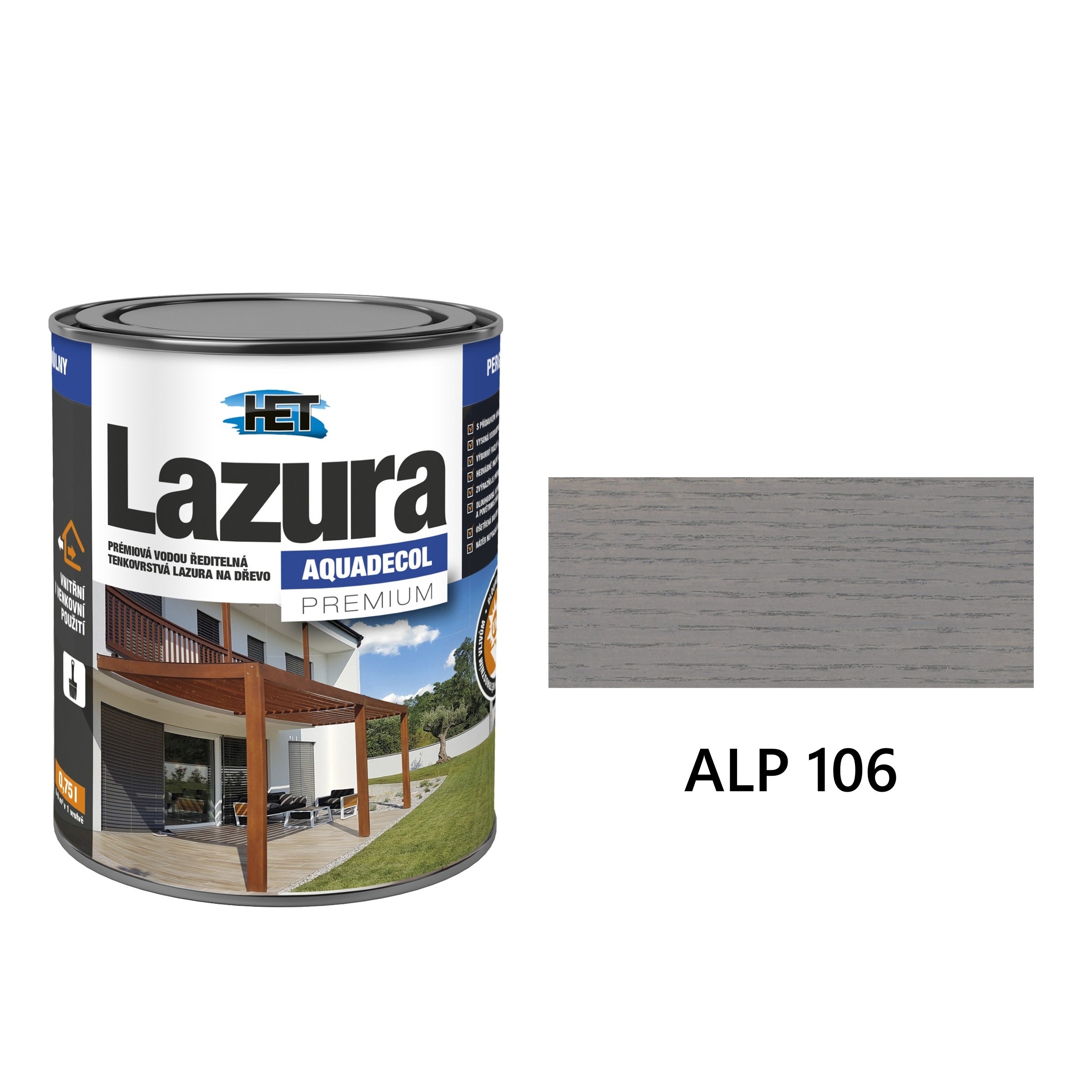 HET Aquadecol LAZÚRA PREMIUM tenkovrstvá lazúra na drevo ALP 106
