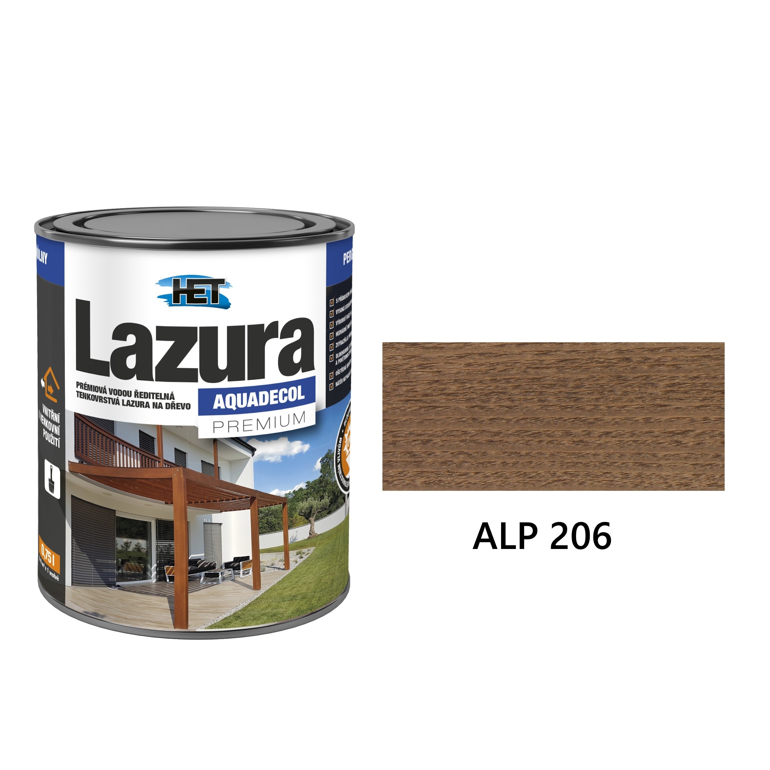 HET Aquadecol LAZÚRA PREMIUM tenkovrstvá lazúra na drevo ALP 206