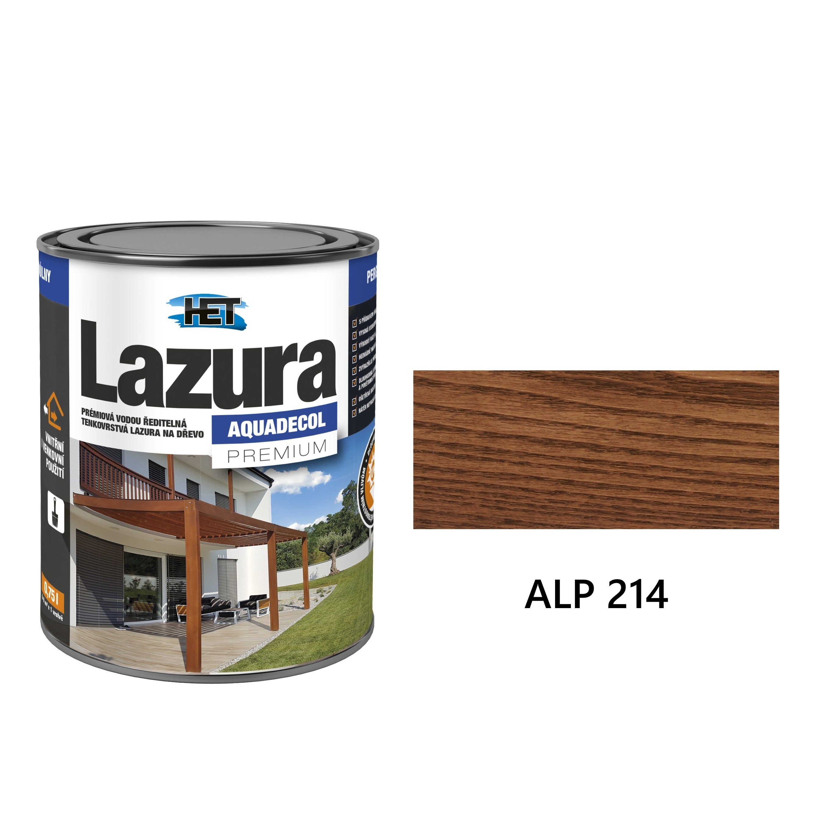 HET Aquadecol LAZÚRA PREMIUM tenkovrstvá lazúra na drevo ALP 214
