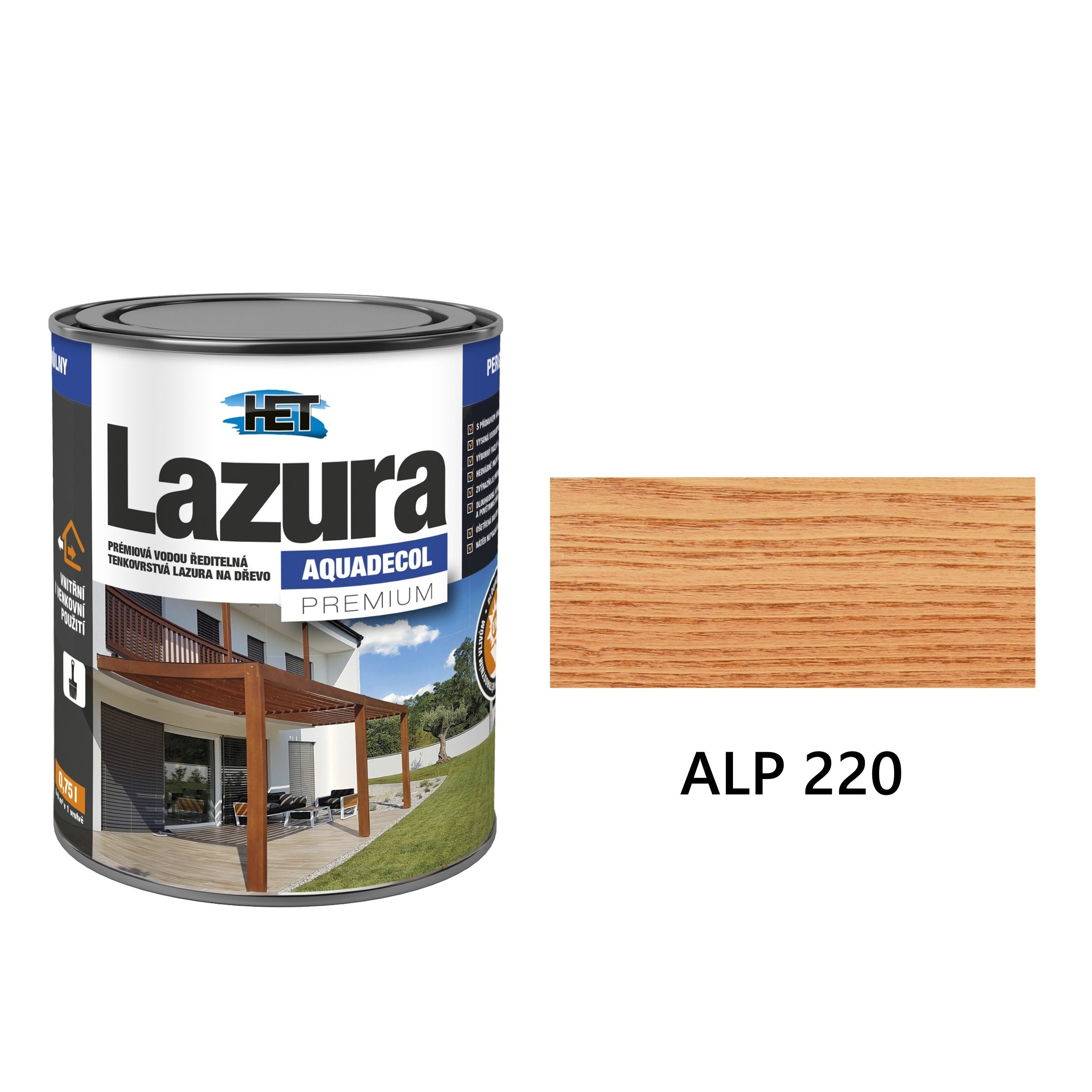 HET Aquadecol LAZÚRA PREMIUM tenkovrstvá lazúra na drevo ALP 220