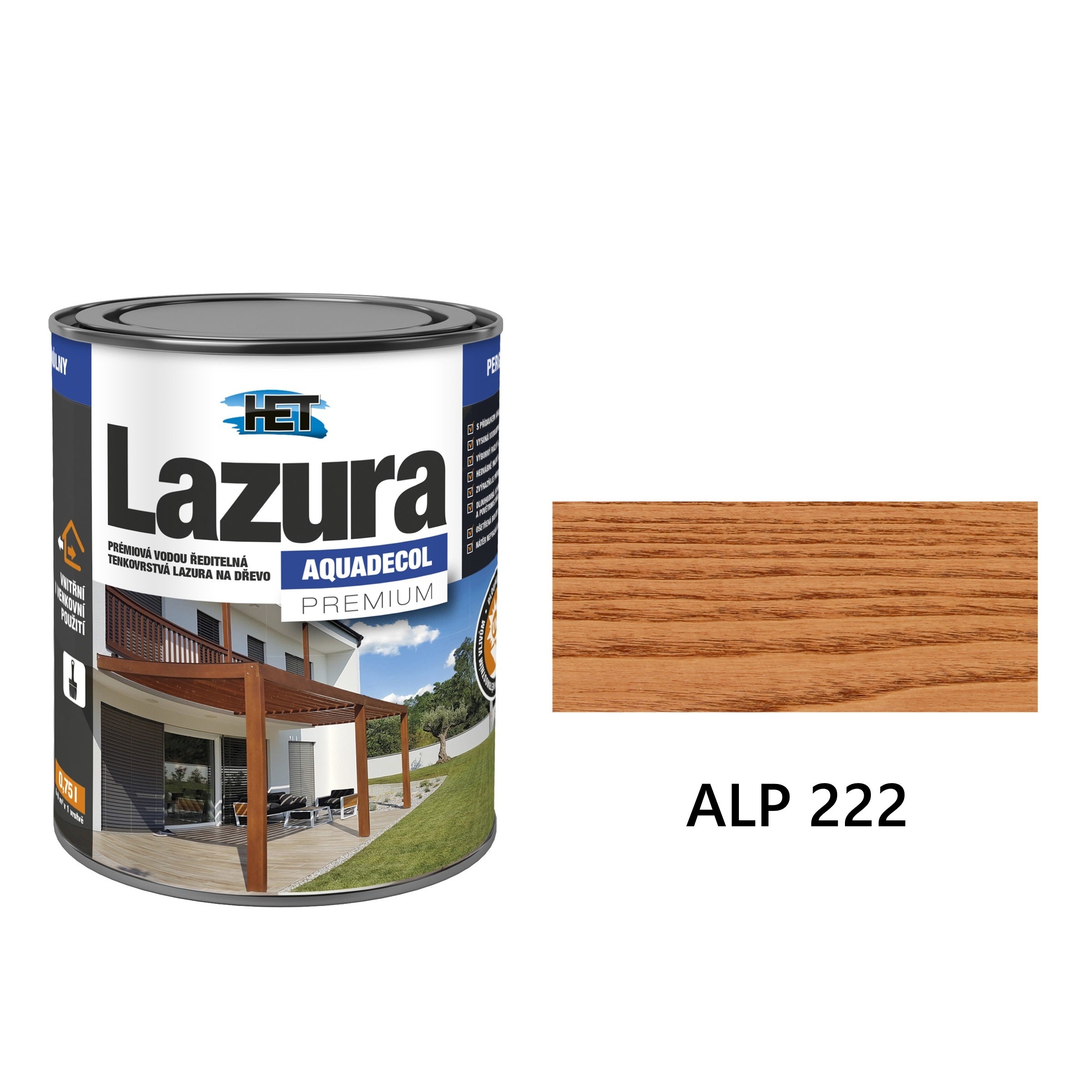 HET Aquadecol LAZÚRA PREMIUM tenkovrstvá lazúra na drevo ALP 222