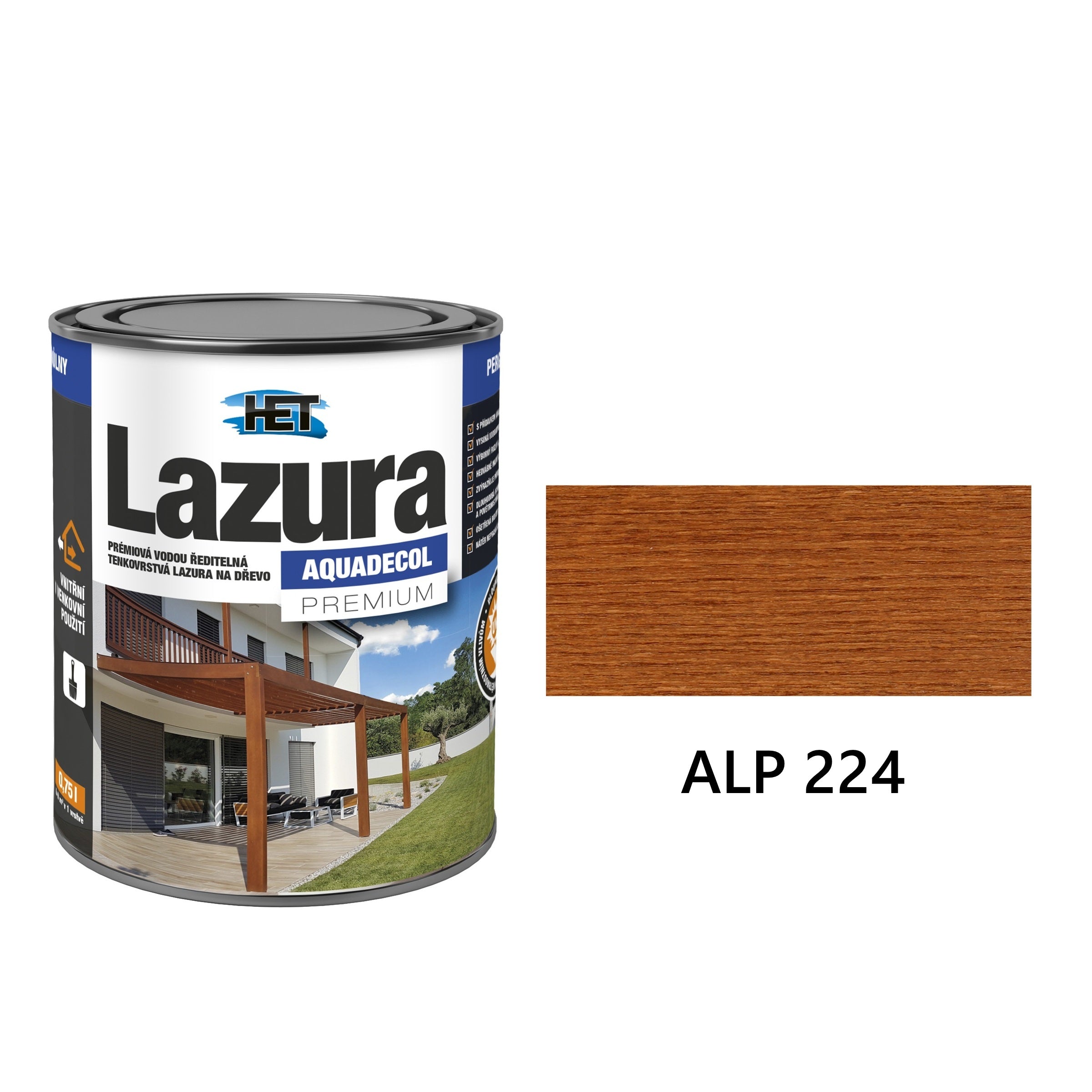 HET Aquadecol LAZÚRA PREMIUM tenkovrstvá lazúra na drevo ALP 224