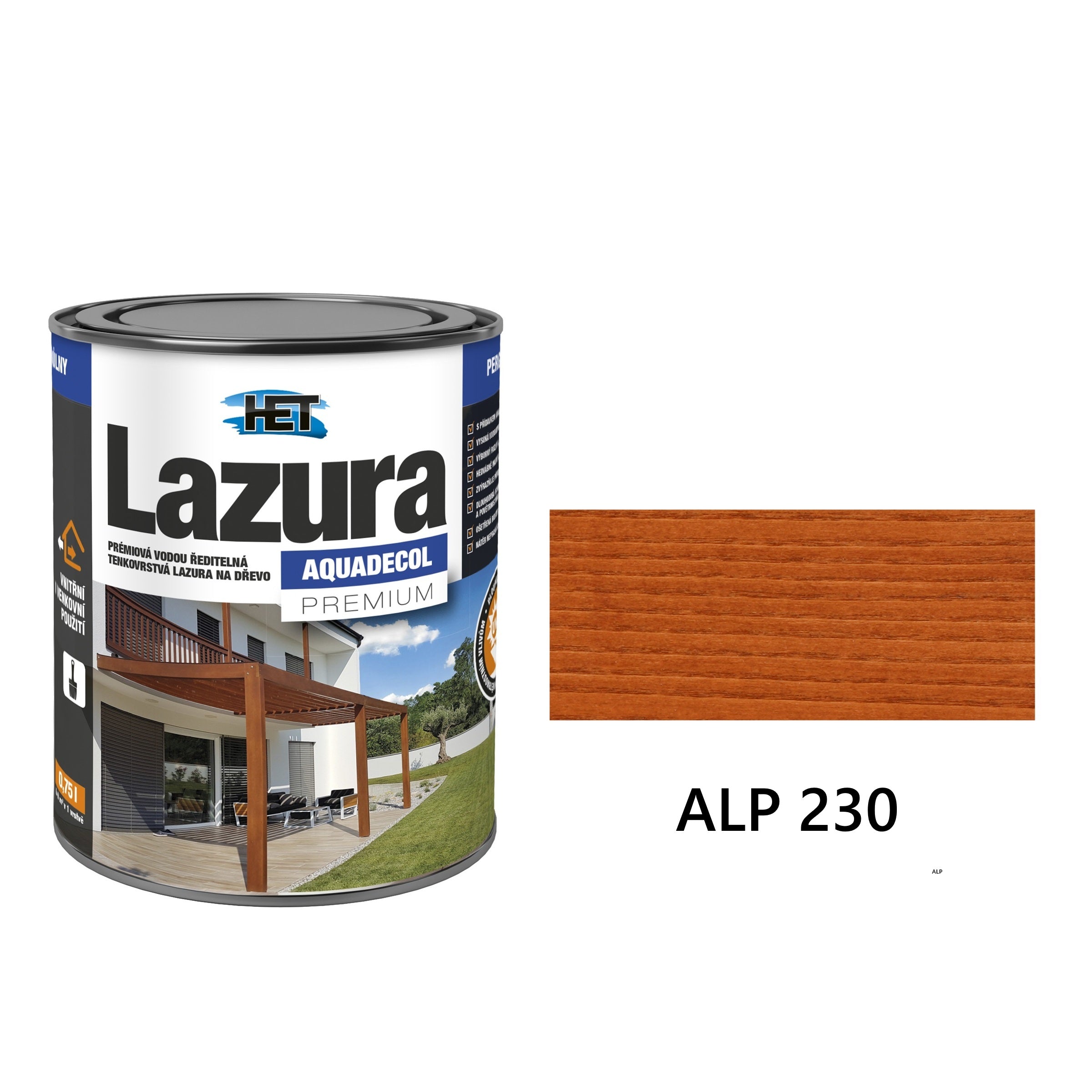 HET Aquadecol LAZÚRA PREMIUM tenkovrstvá lazúra na drevo ALP 230