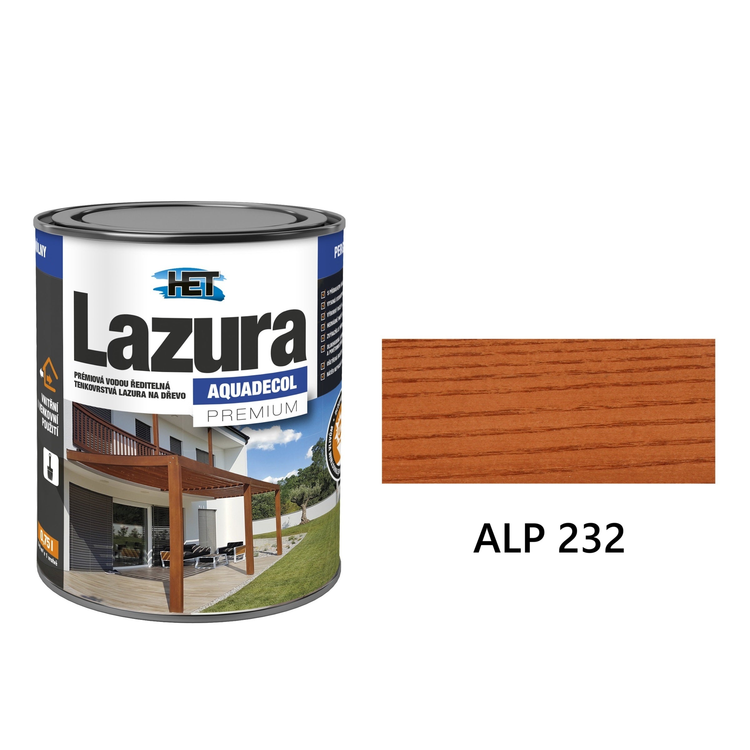 HET Aquadecol LAZÚRA PREMIUM tenkovrstvá lazúra na drevo ALP 232
