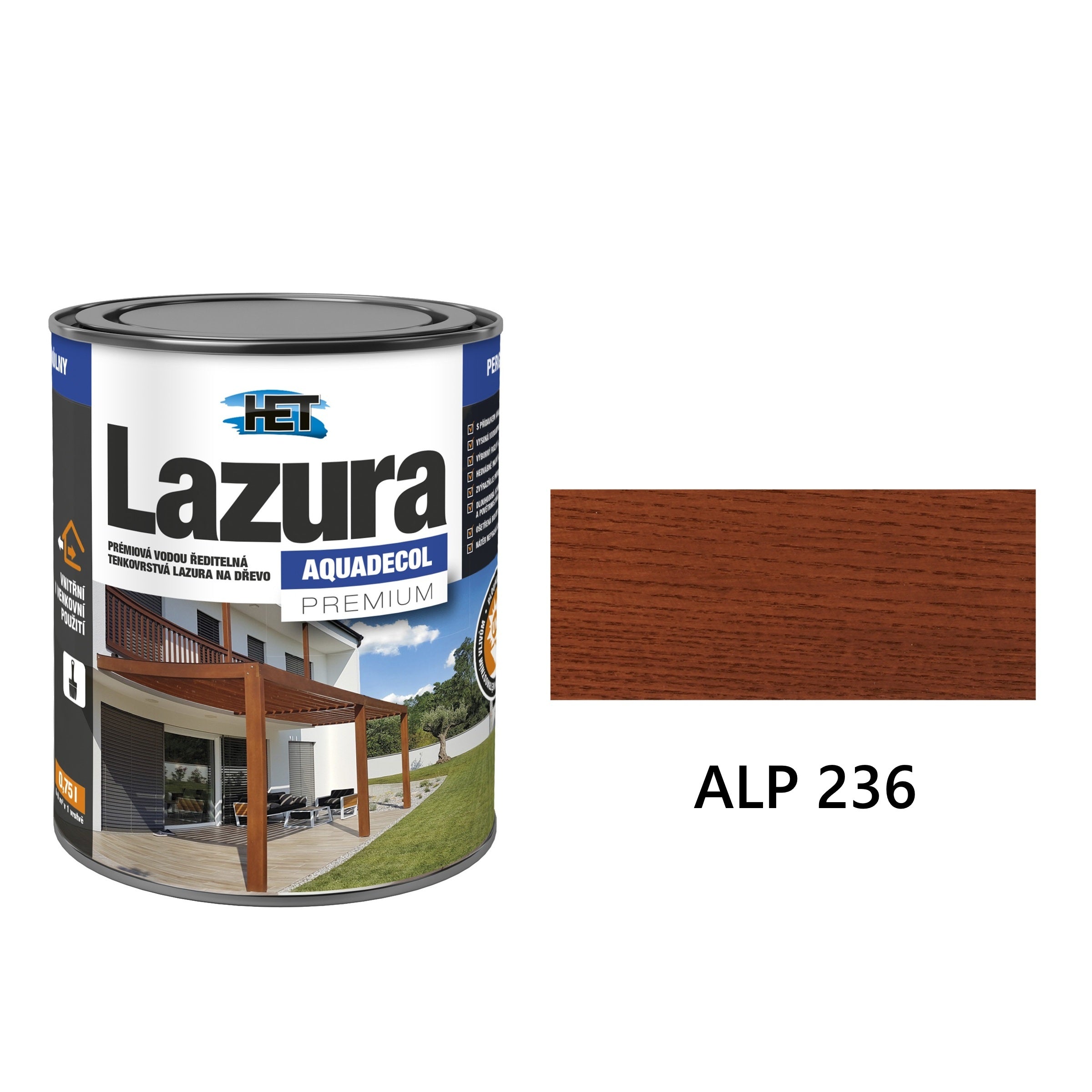 HET Aquadecol LAZÚRA PREMIUM tenkovrstvá lazúra na drevo ALP 236