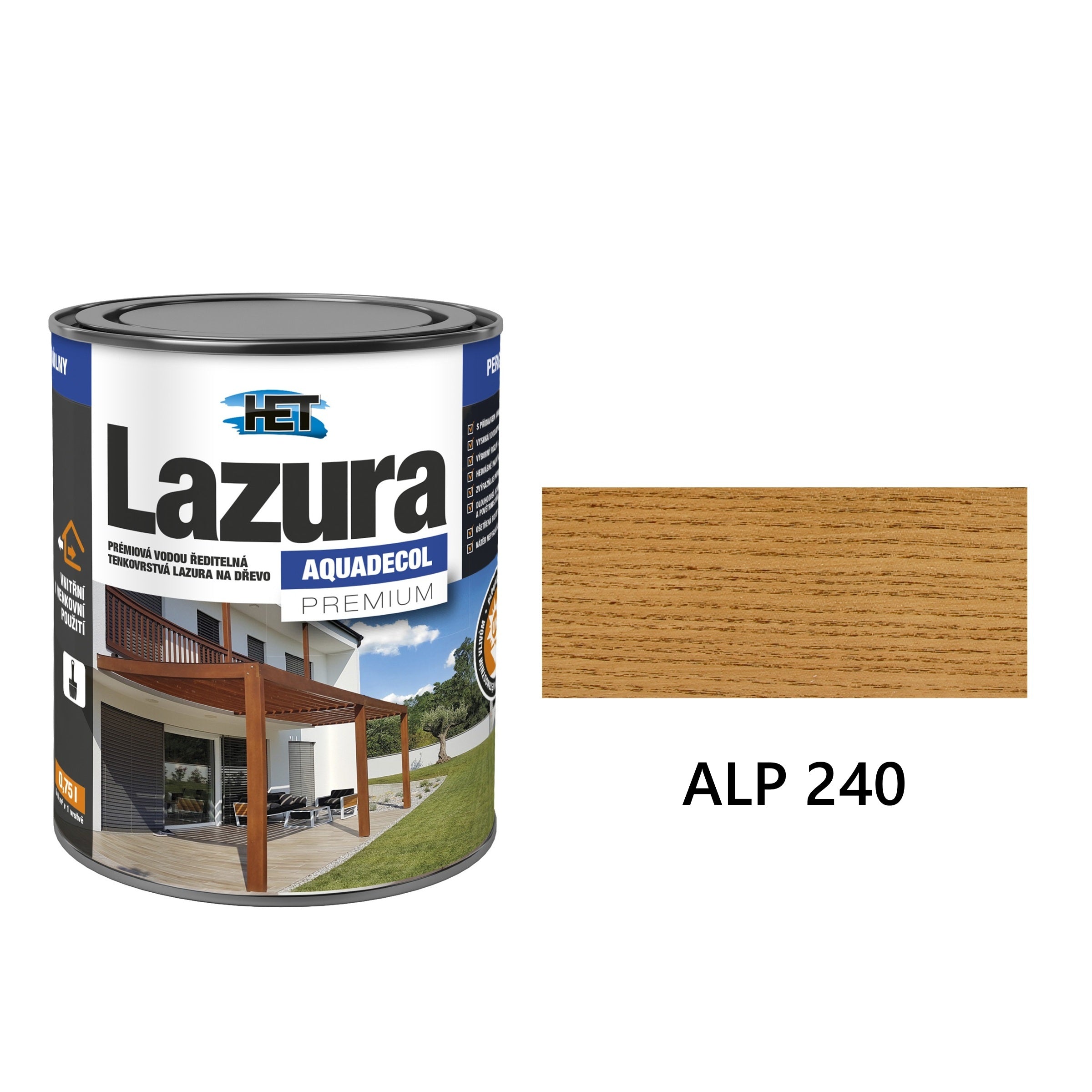 HET Aquadecol LAZÚRA PREMIUM tenkovrstvá lazúra na drevo ALP 240