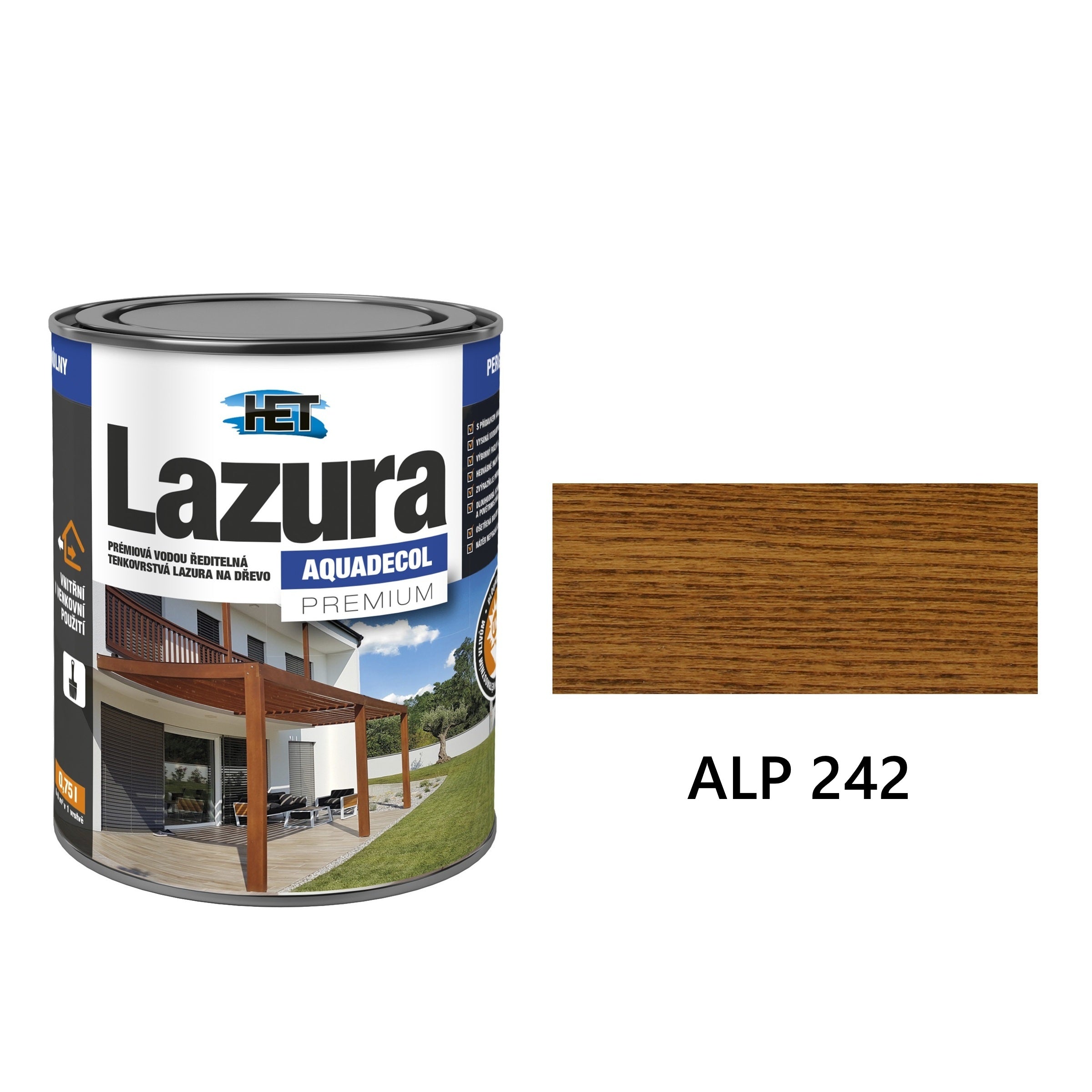 HET Aquadecol LAZÚRA PREMIUM tenkovrstvá lazúra na drevo ALP 242
