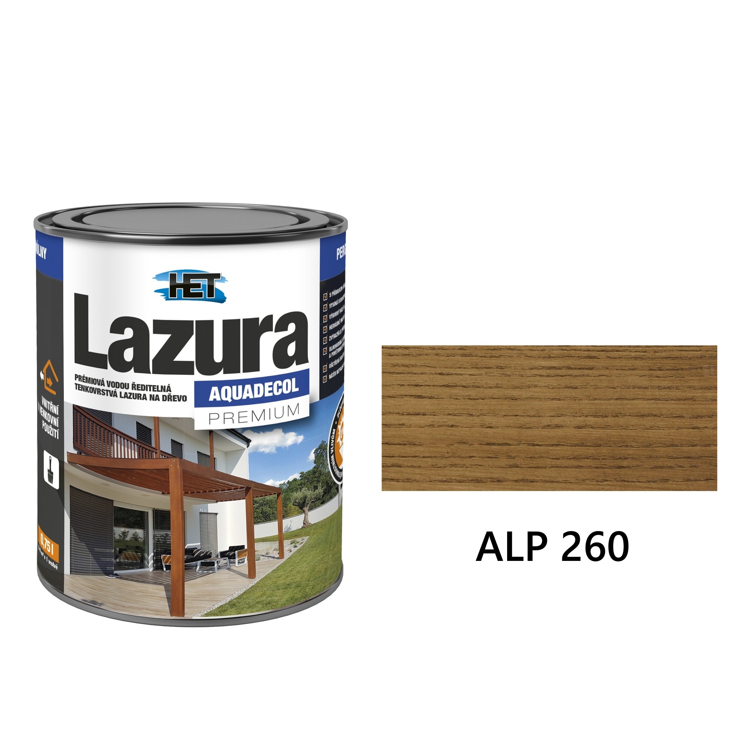 HET Aquadecol LAZÚRA PREMIUM tenkovrstvá lazúra na drevo ALP 260