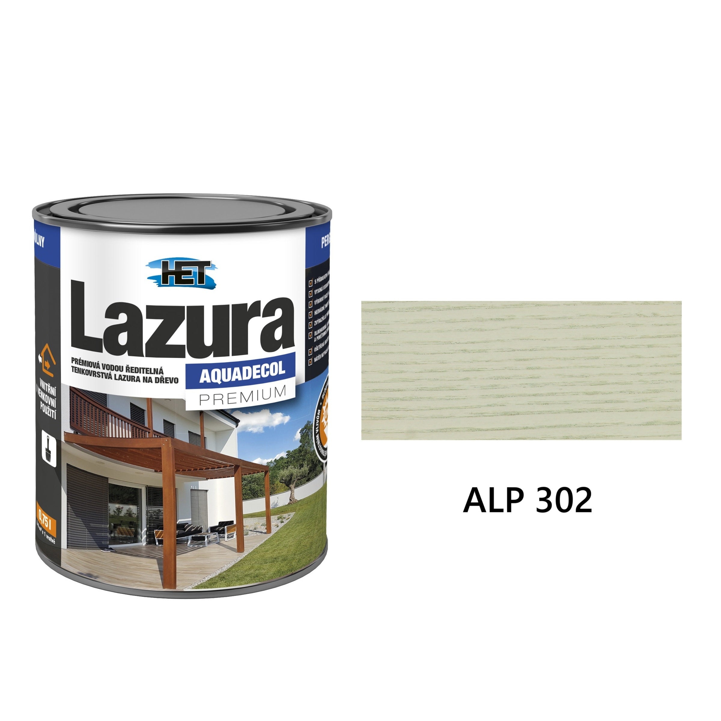 HET Aquadecol LAZÚRA PREMIUM tenkovrstvá lazúra na drevo ALP 302