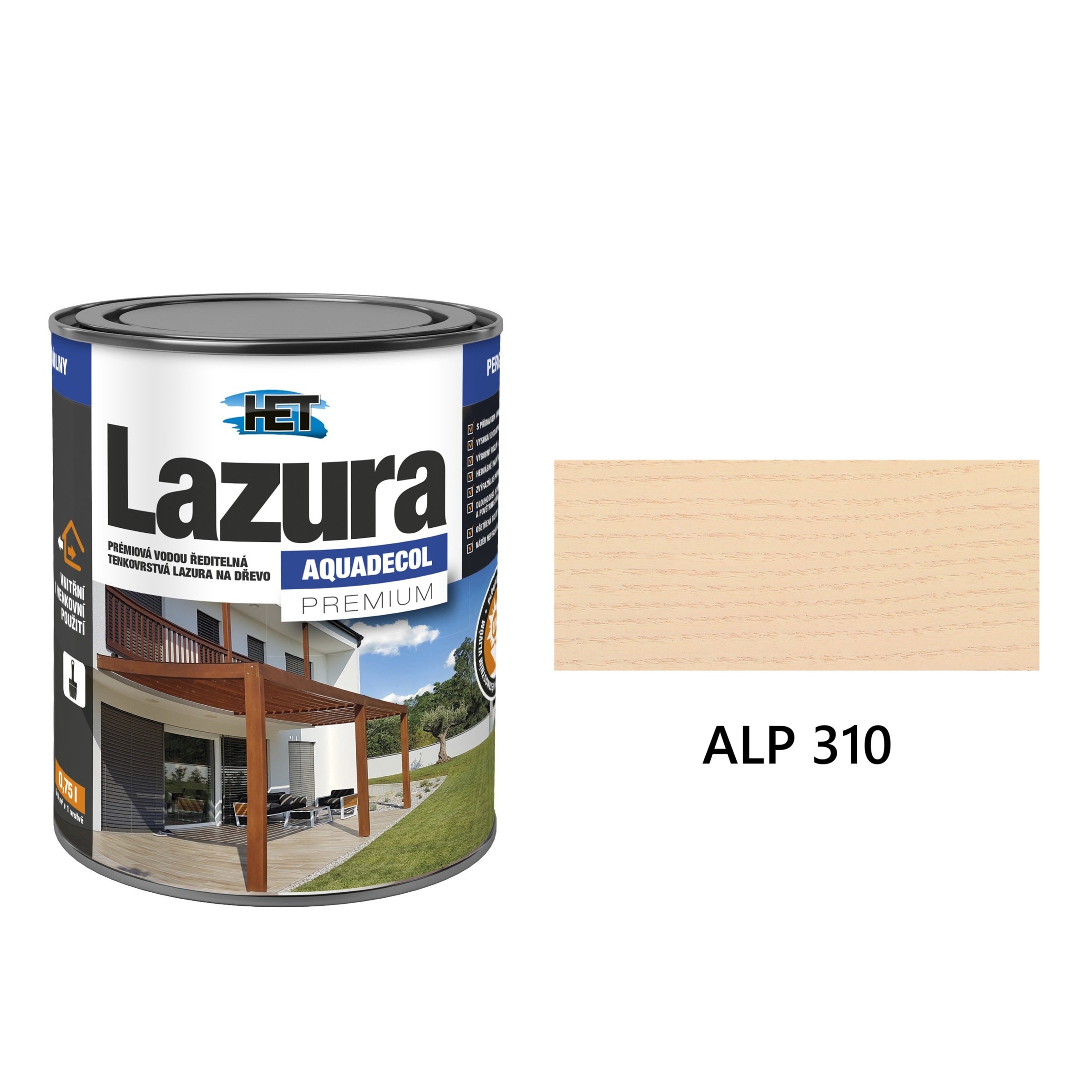 HET Aquadecol LAZÚRA PREMIUM tenkovrstvá lazúra na drevo ALP 310