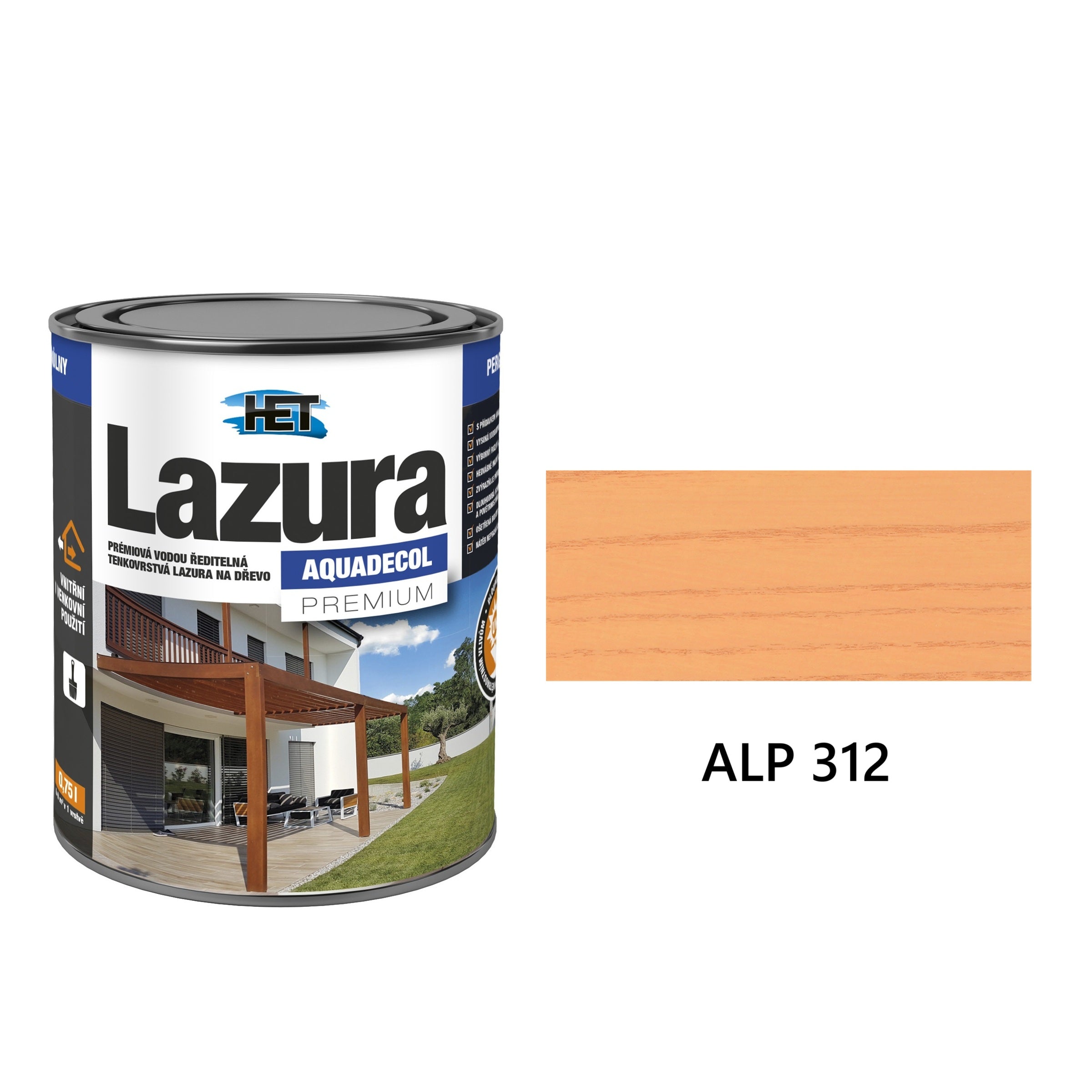 HET Aquadecol LAZÚRA PREMIUM tenkovrstvá lazúra na drevo ALP 312