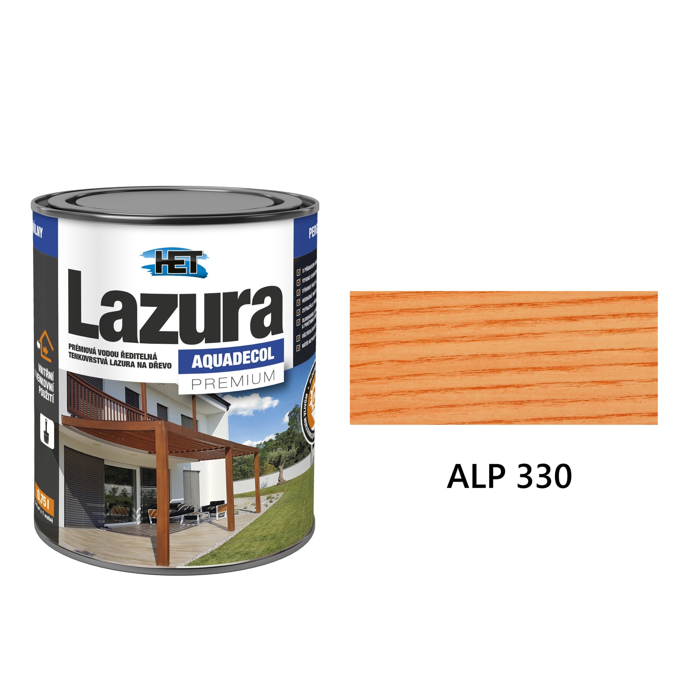 HET Aquadecol LAZÚRA PREMIUM tenkovrstvá lazúra na drevo ALP 330