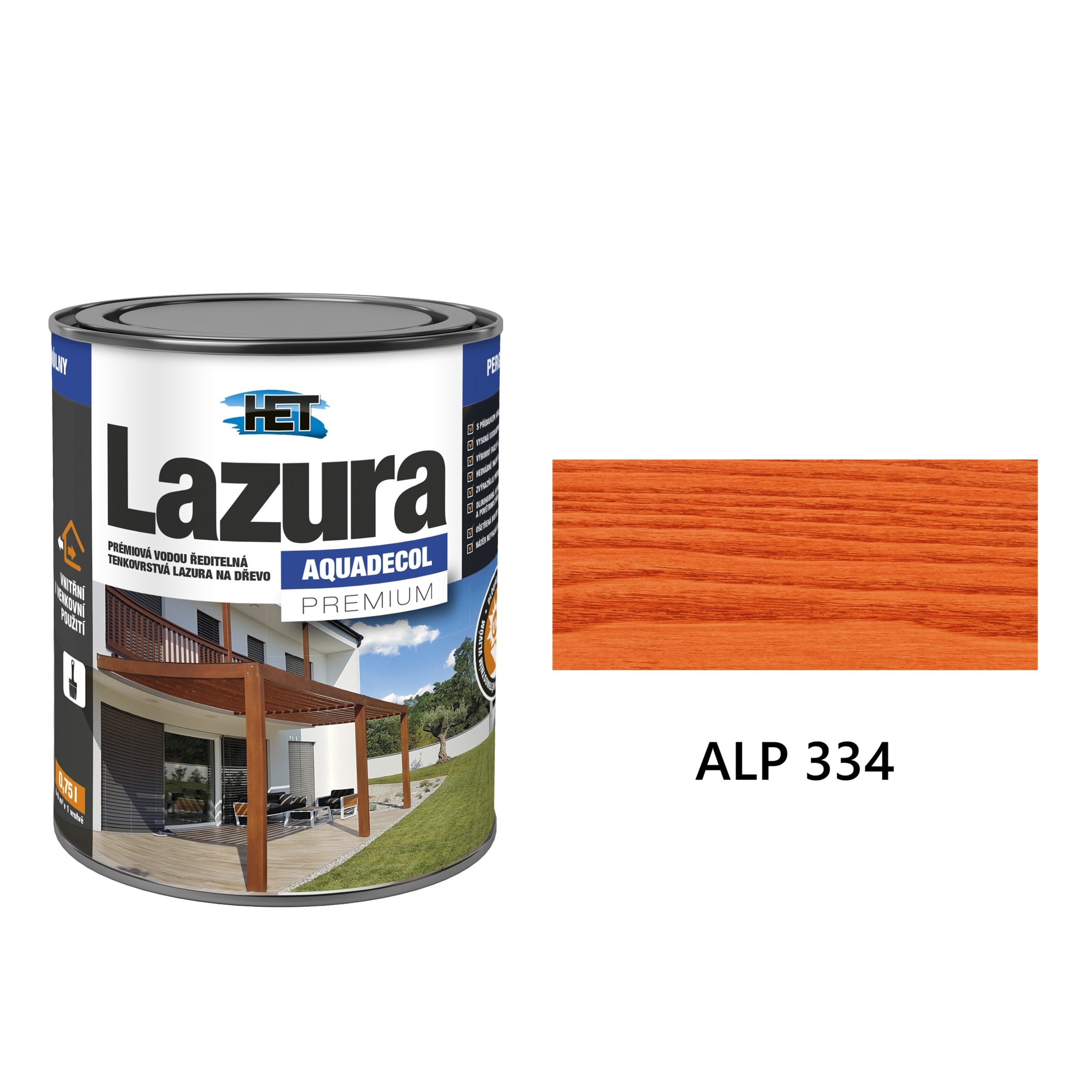 HET Aquadecol LAZÚRA PREMIUM tenkovrstvá lazúra na drevo ALP 334