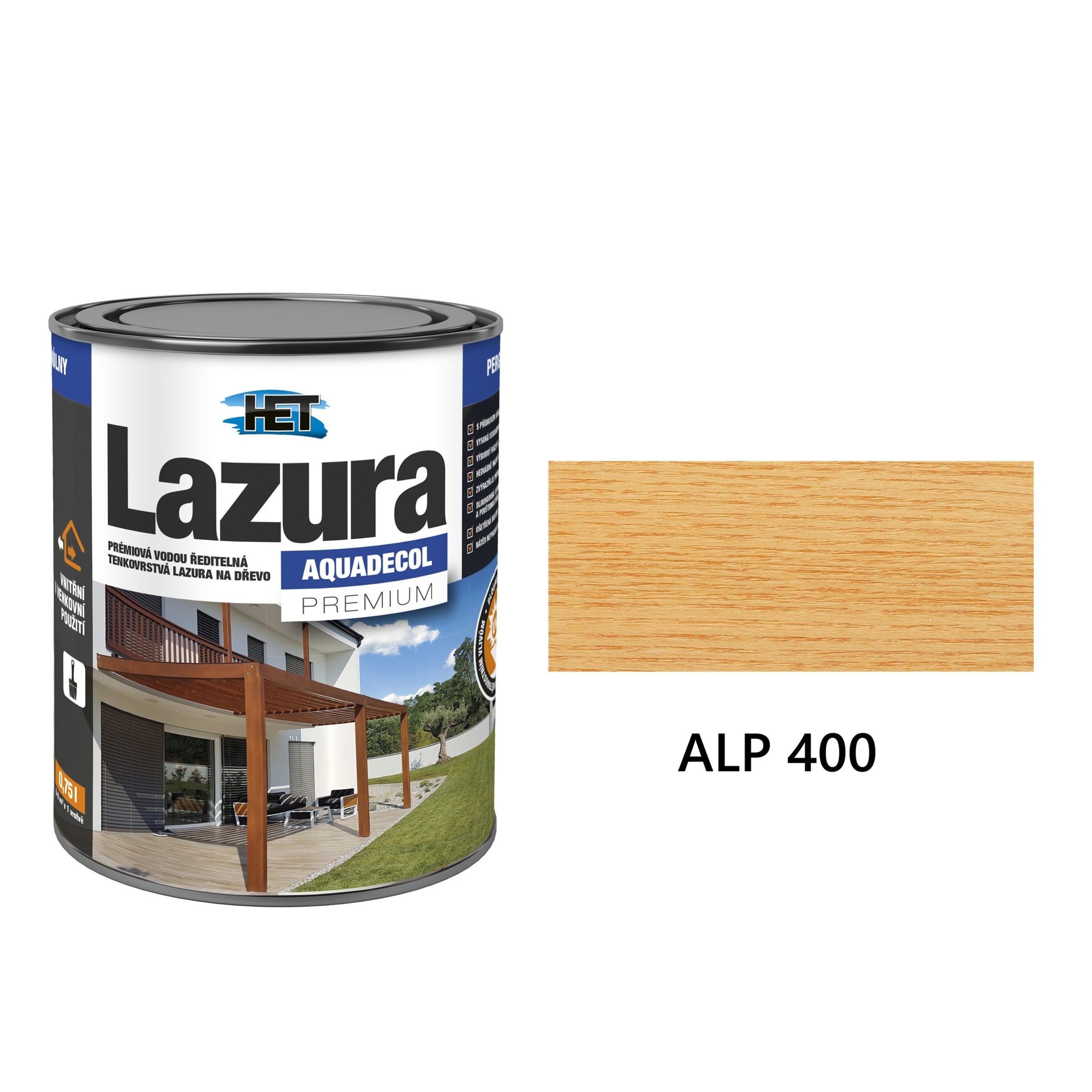 HET Aquadecol LAZÚRA PREMIUM tenkovrstvá lazúra na drevo ALP 400