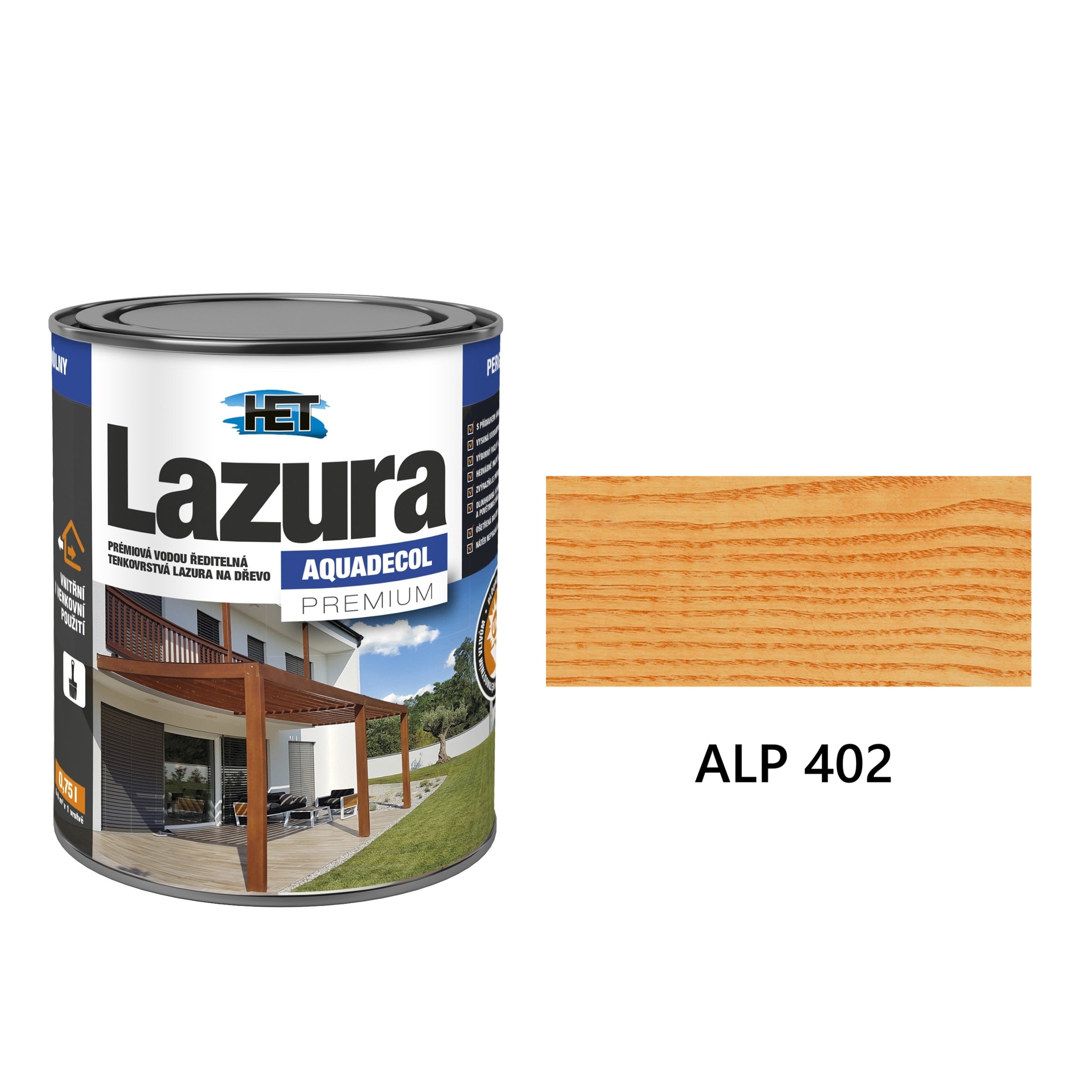 HET Aquadecol LAZÚRA PREMIUM tenkovrstvá lazúra na drevo ALP 402