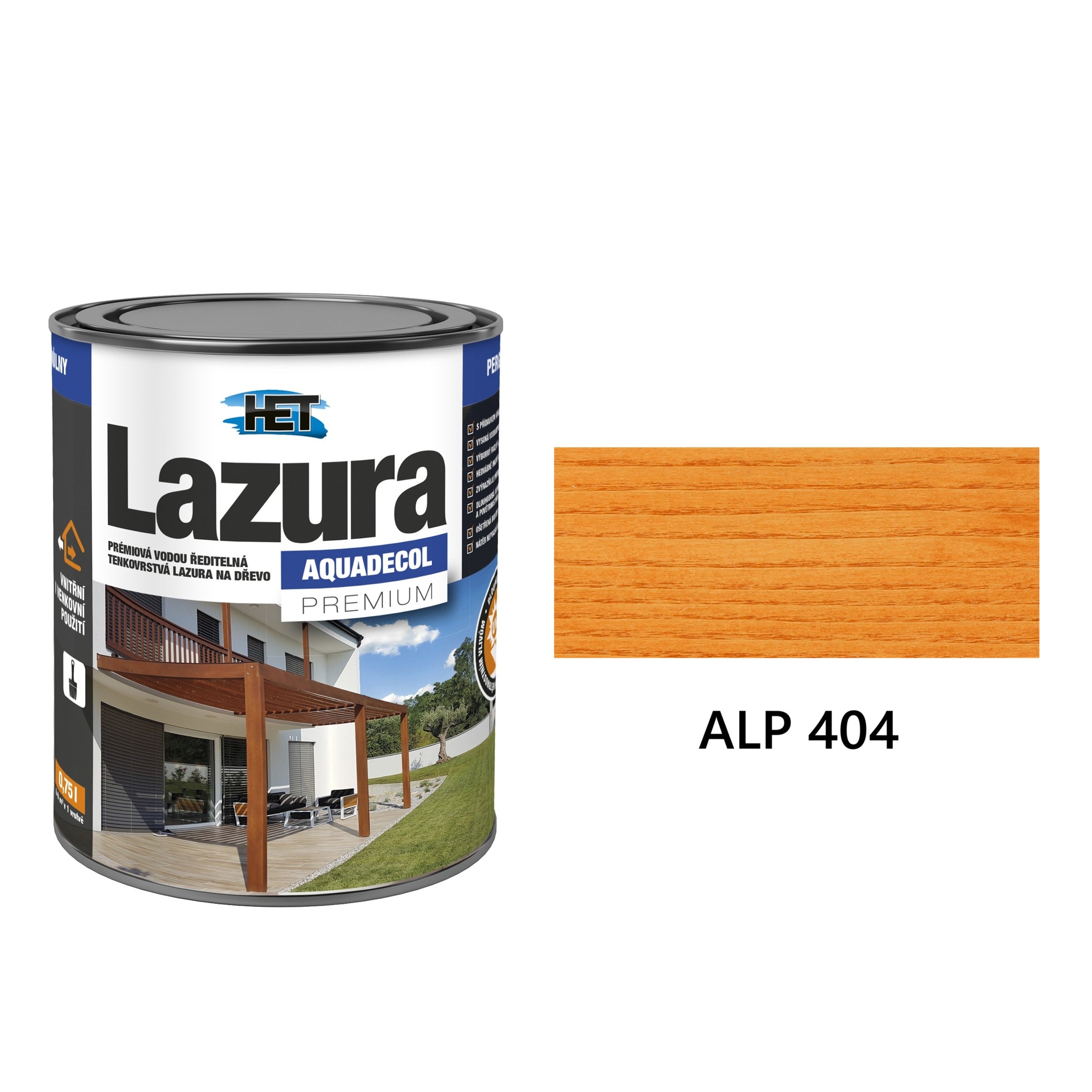 HET Aquadecol LAZÚRA PREMIUM tenkovrstvá lazúra na drevo ALP 404