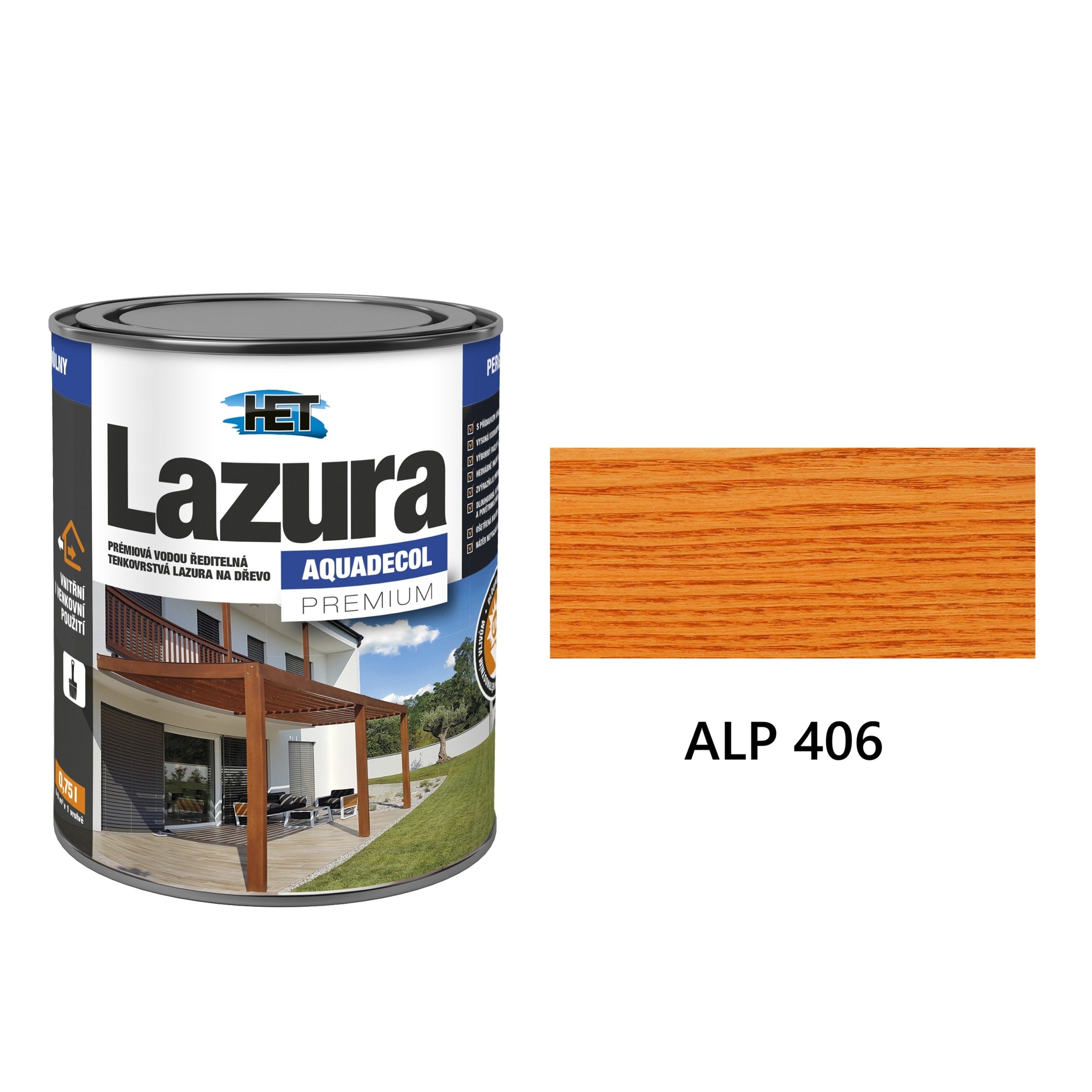 HET Aquadecol LAZÚRA PREMIUM tenkovrstvá lazúra na drevo ALP 406