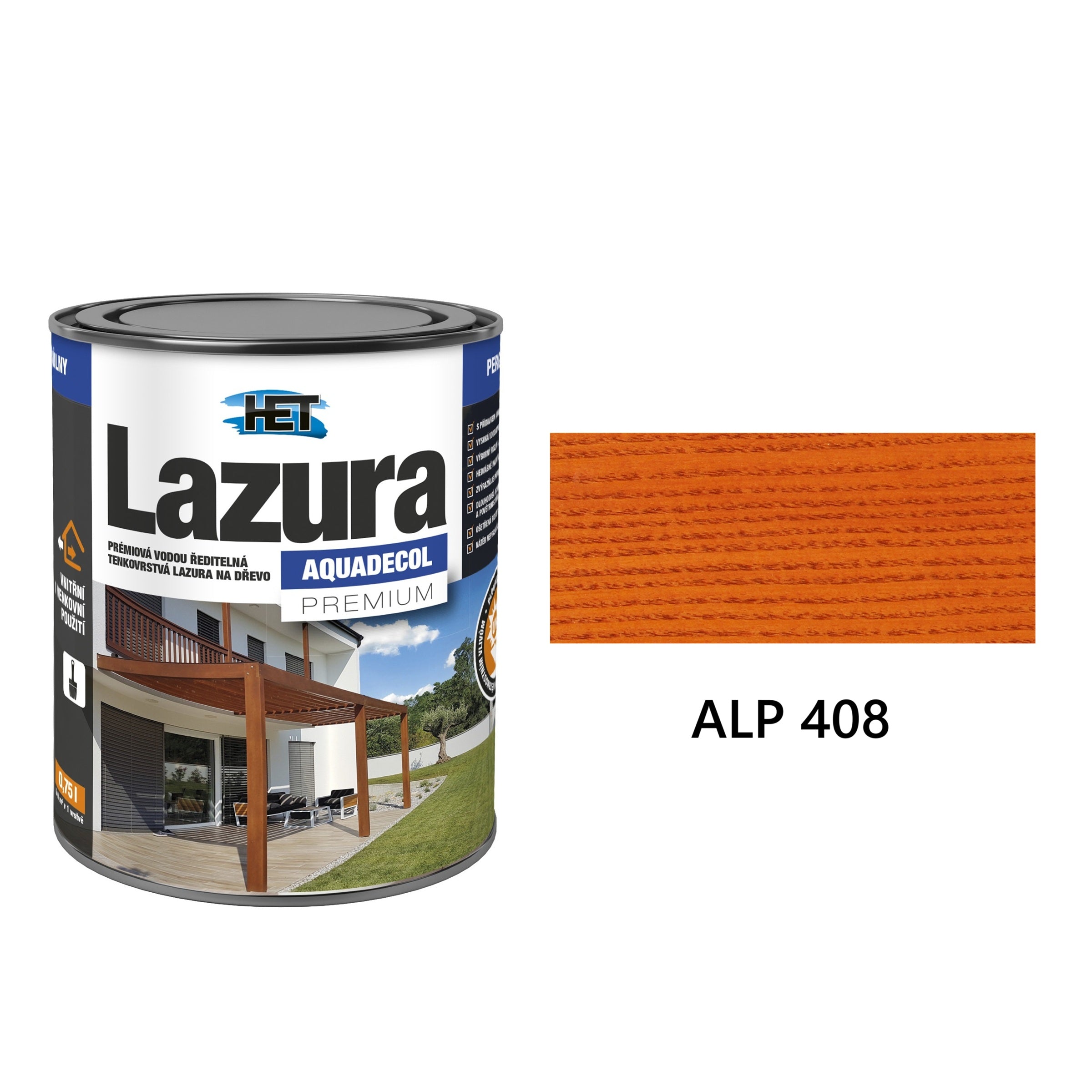 HET Aquadecol LAZÚRA PREMIUM tenkovrstvá lazúra na drevo ALP 408