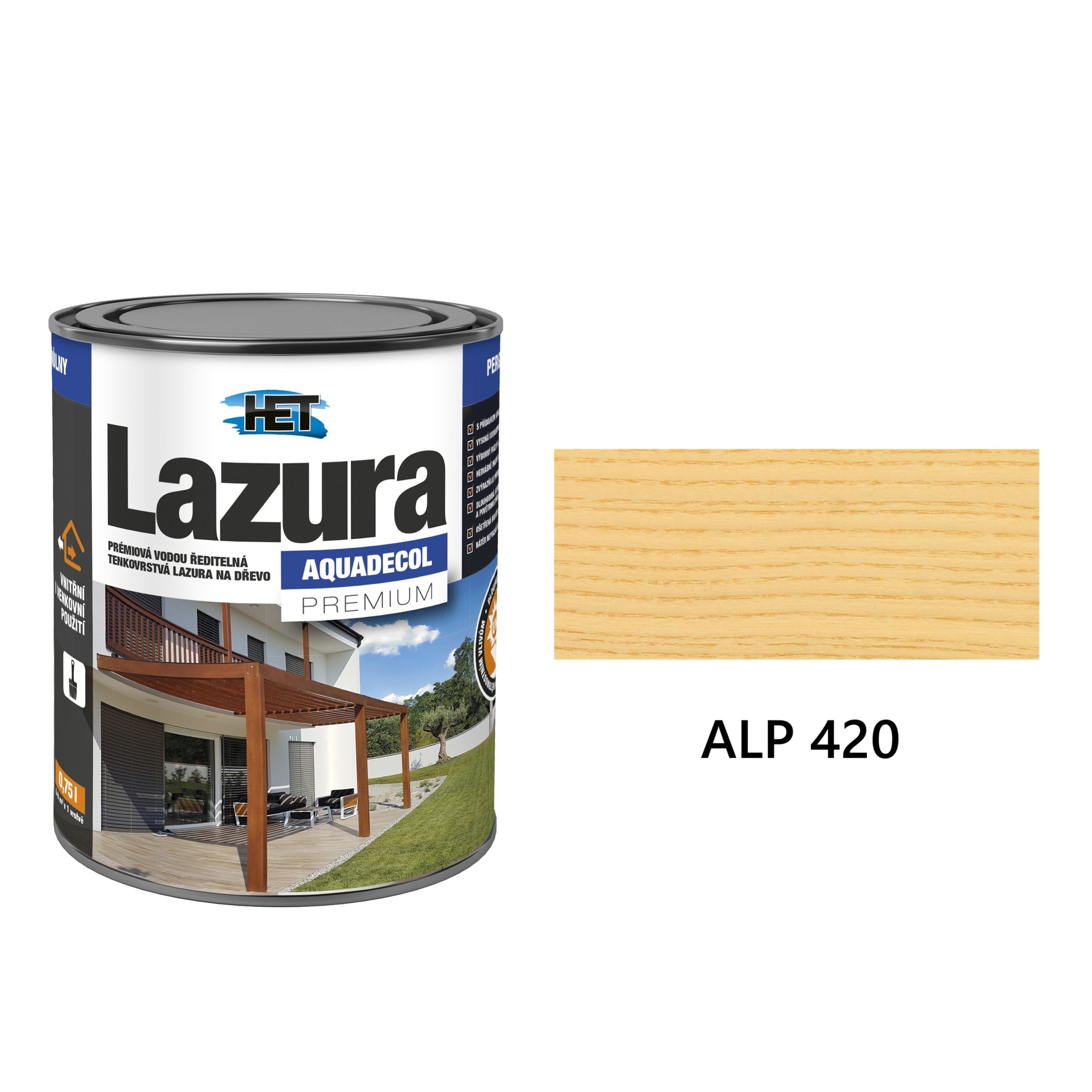 HET Aquadecol LAZÚRA PREMIUM tenkovrstvá lazúra na drevo ALP 420