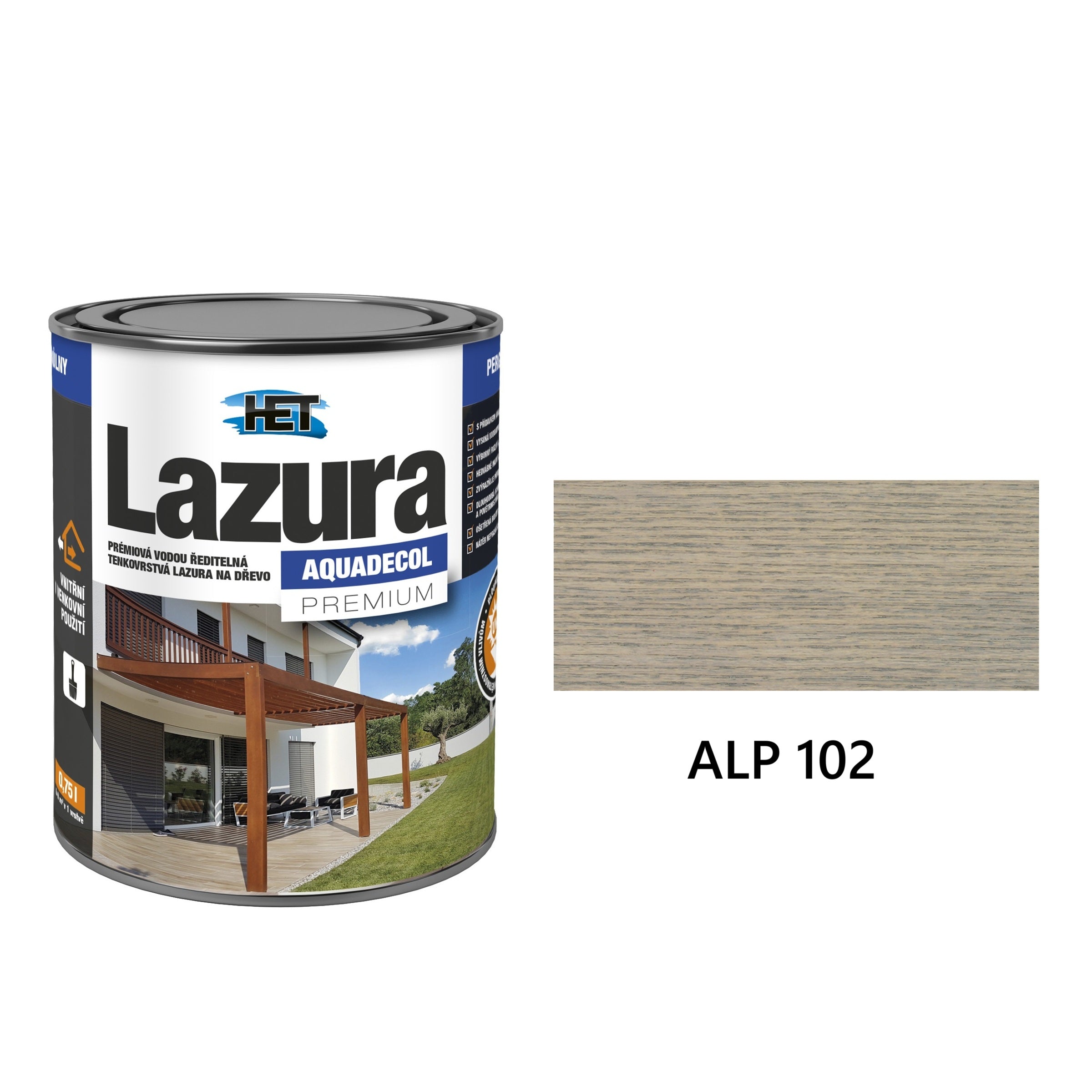 HET Aquadecol LAZÚRA PREMIUM tenkovrstvá lazúra na drevo ALP 102