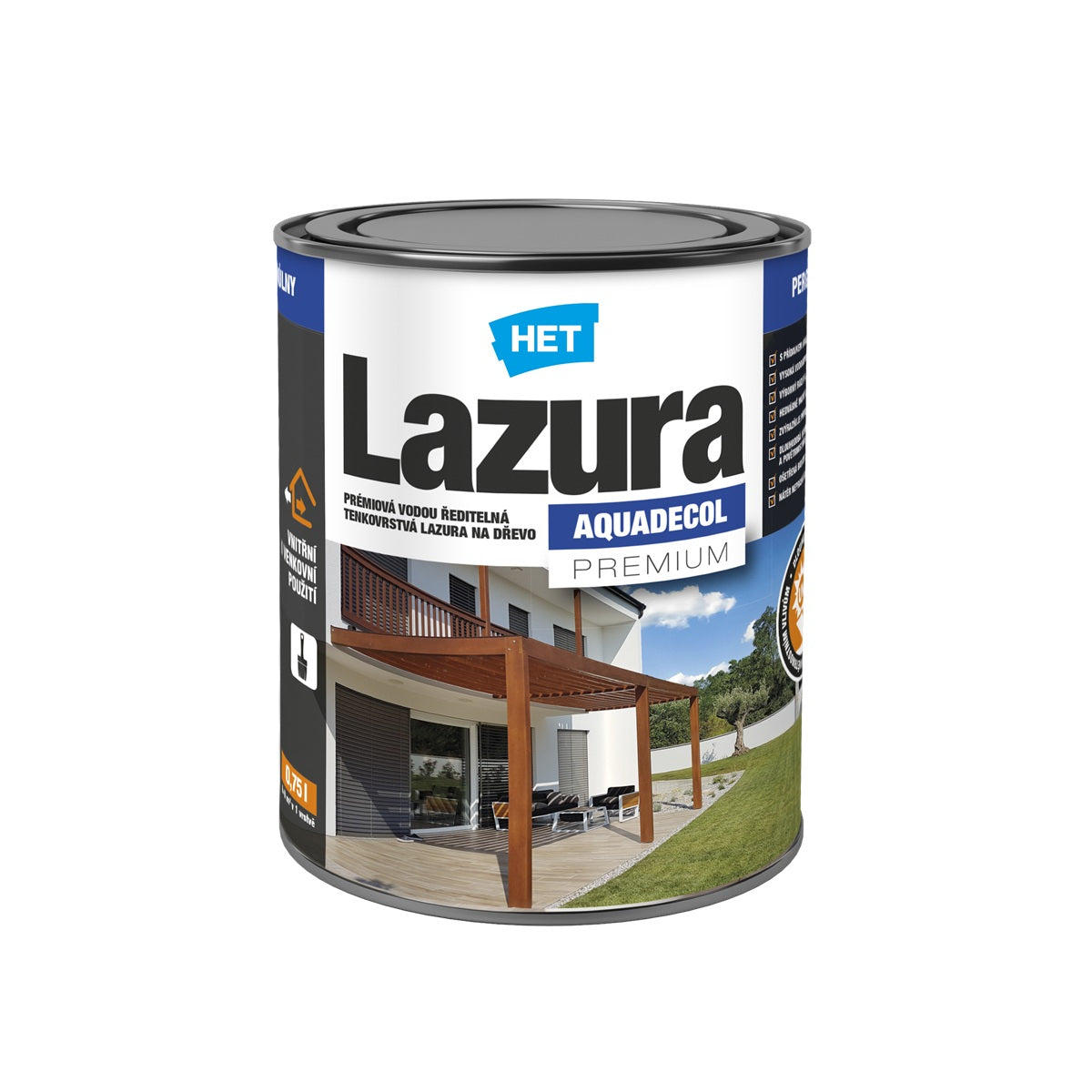 HET Aquadecol LAZÚRA PREMIUM tenkovrstvá lazúra na drevo 0,75 l