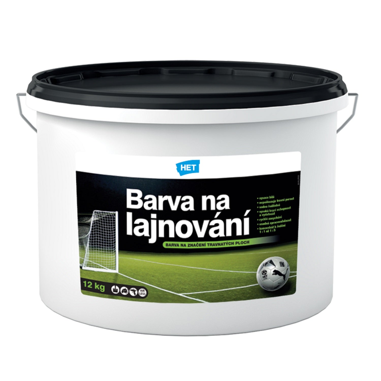 HET Farba na lajnovanie biela vodou riediteľná farba na značenie trávnatých športových plôch 12 kg