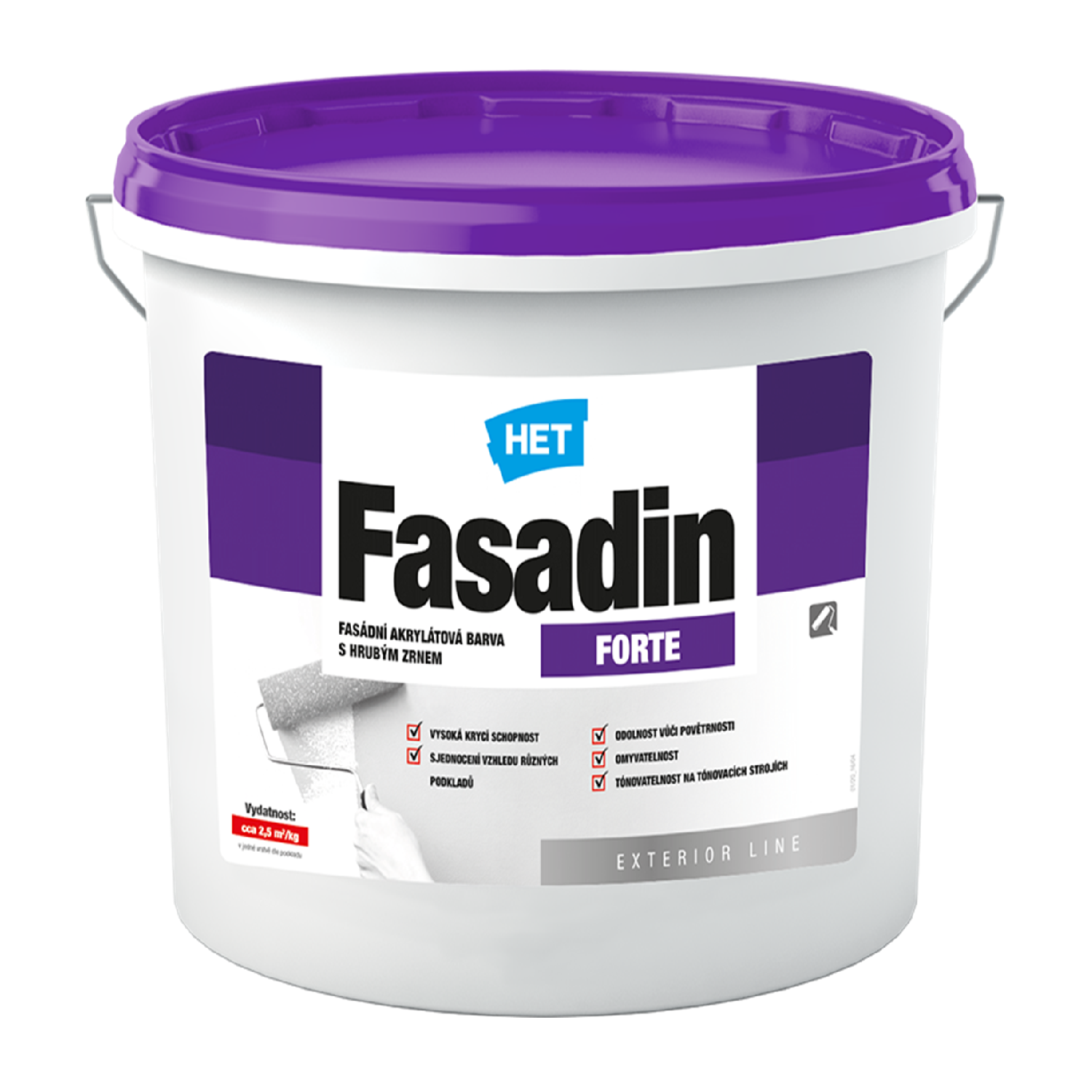 HET Fasadin FORTE biela umývateľná fasádna akrylátová farba s hrubým zrnom 5 kg