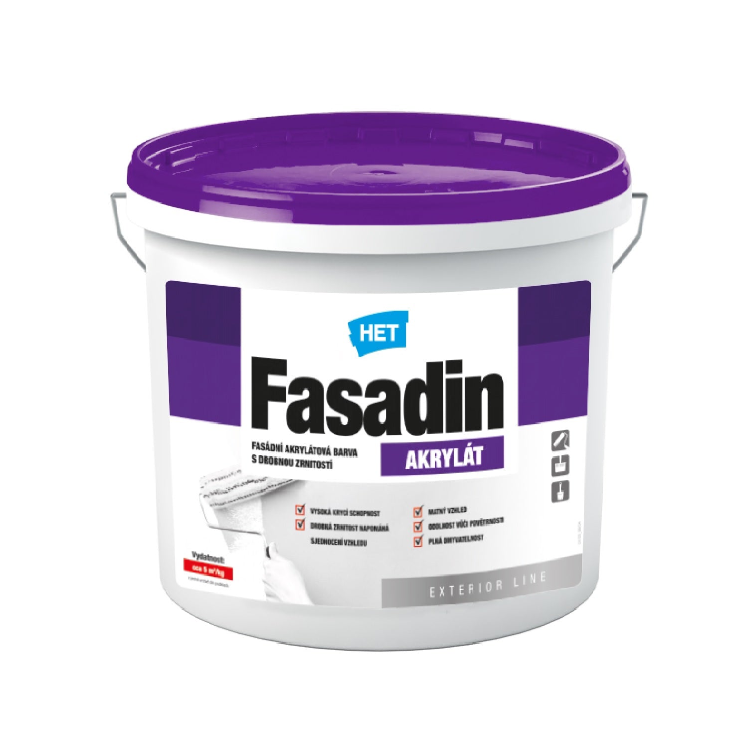 HET Fasadin biela umývateľná akrylátová fasádna farba s drobným zrnom 3 kg