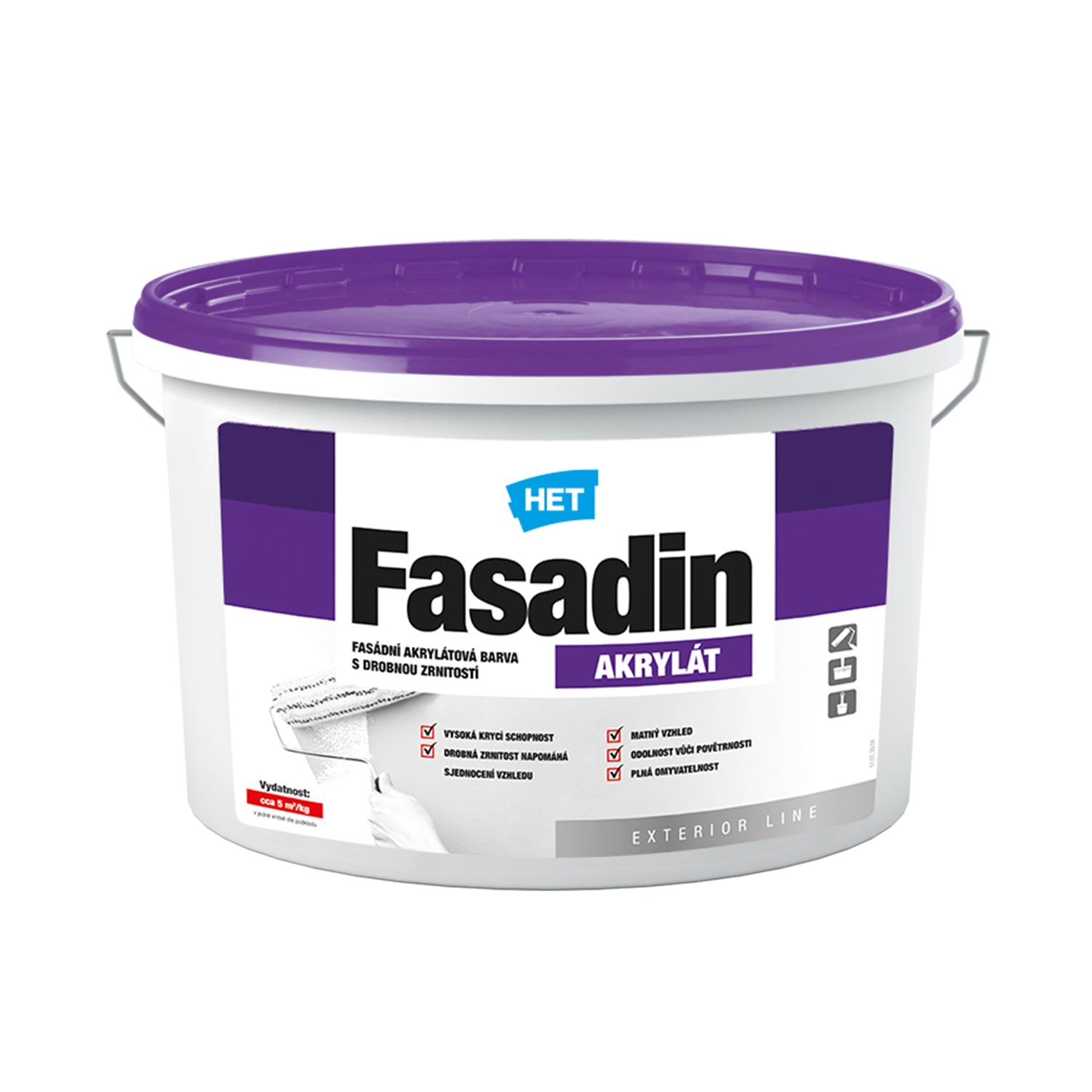 HET Fasadin biela umývateľná akrylátová fasádna farba s drobným zrnom 7 kg