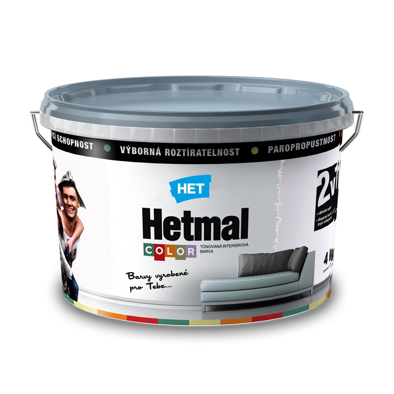 HET Hetmal COLOR tónovaná interiérová akrylátová oteruvzdorná farba na stenu HL 0103 - smotanová Ema 4 kg