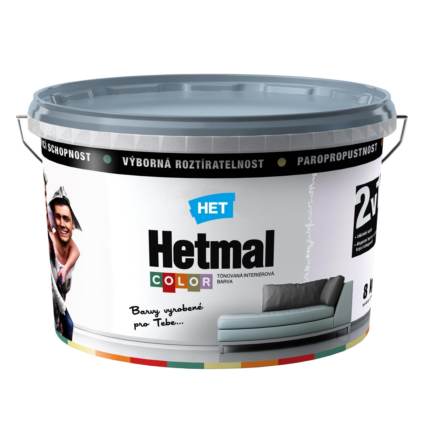 HET Hetmal COLOR tónovaná interiérová akrylátová oteruvzdorná farba na stenu HL 0103 - smotanová Ema 8 kg