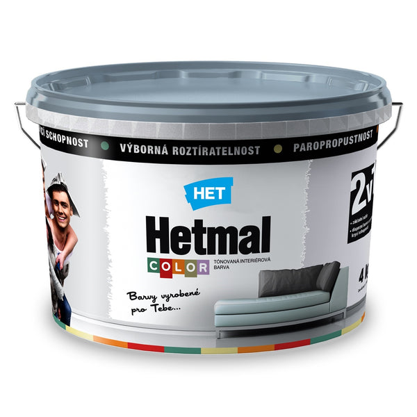 HET Hetmal COLOR tónovaná interiérová akrylátová oteruvzdorná farba na stenu HL 0133 - šedá Eva 4 kg