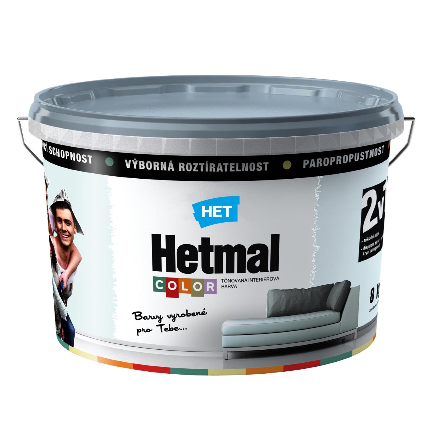 HET Hetmal COLOR tónovaná interiérová akrylátová oteruvzdorná farba na stenu HL 0403 - tyrkysová Richard 8 kg