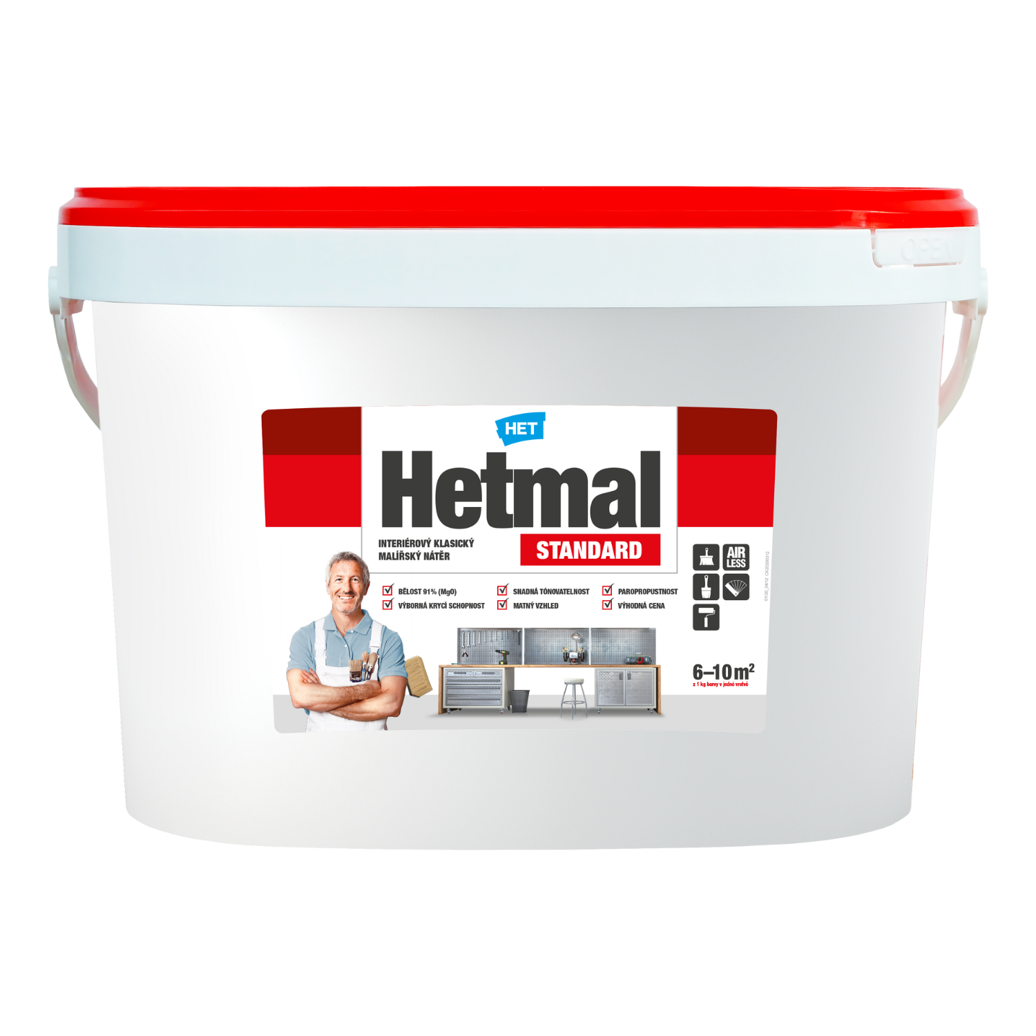 HET Hetmal ŠTANDARD biela paropriepustná interiérová farba na stenu 25 kg