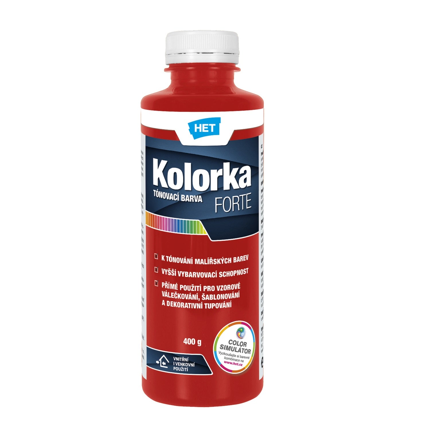 HET KOLORKA FORTE Akrylátová tónovacia farba KF 0846 - červená 400 g