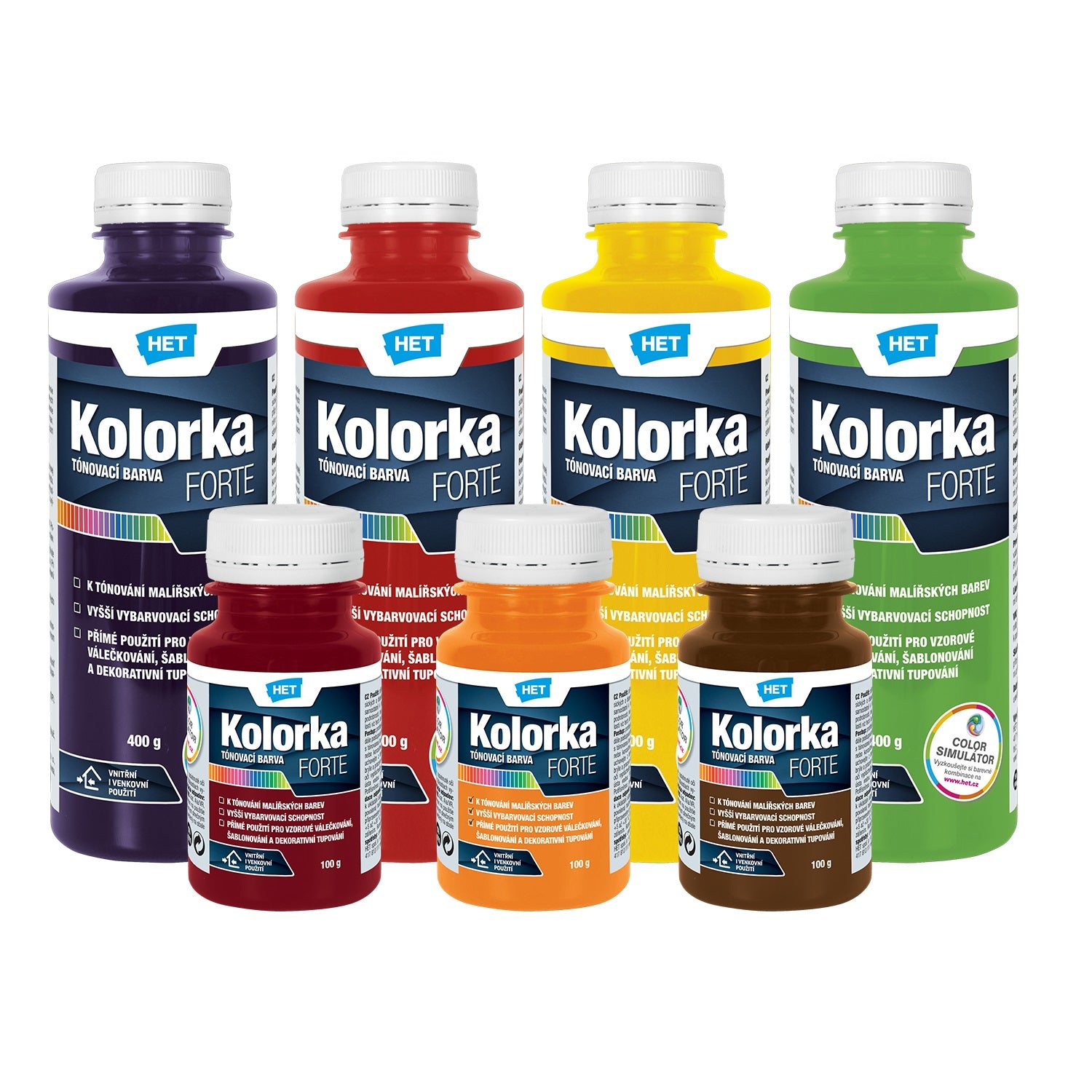 HET KOLORKA FORTE Akrylátová tónovacia farba rodinka 100 + 400 g