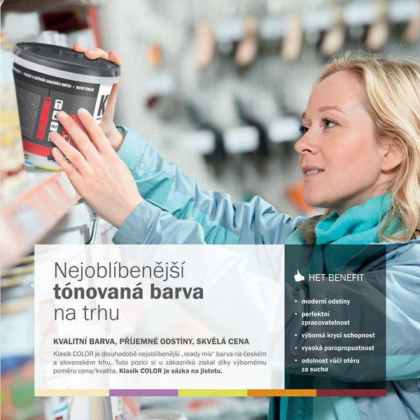 HET Klasik COLOR tónovaná interiérová akrylátová disperzná farba na stenu - ukážka
