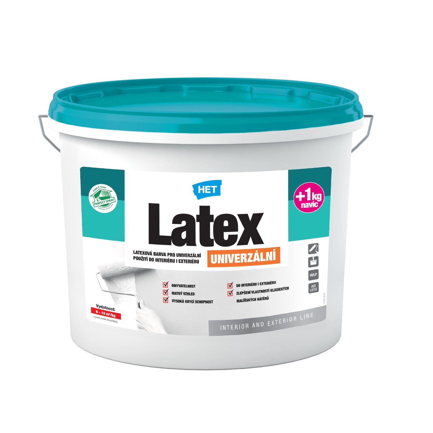 HET Latex UNIVERZÁLNY biela latexová umývateľná farba do interiéru a exteriéru 5 kg+1 kg
