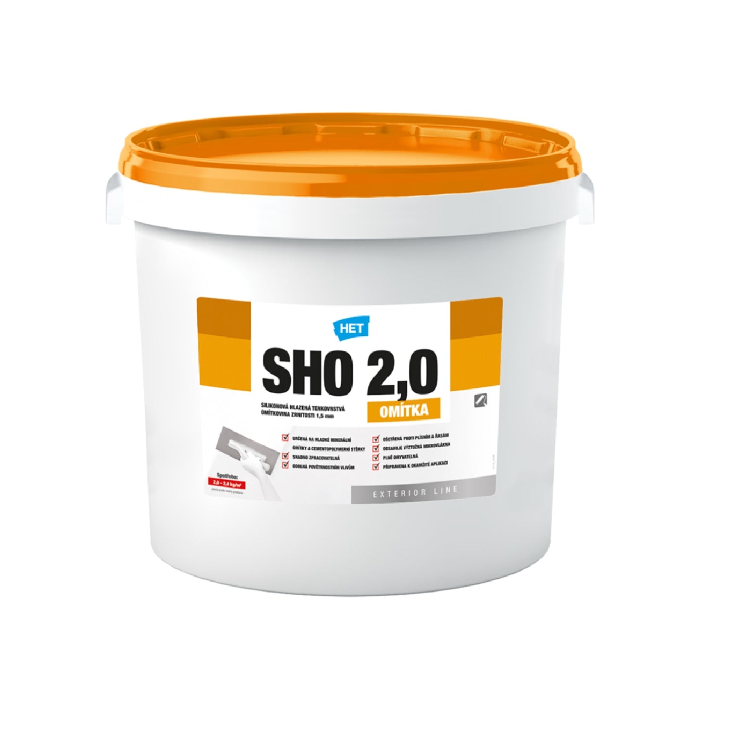 HET SHO ECO umývateľná silikónová hladená fasádna omietka 2,0 25 kg