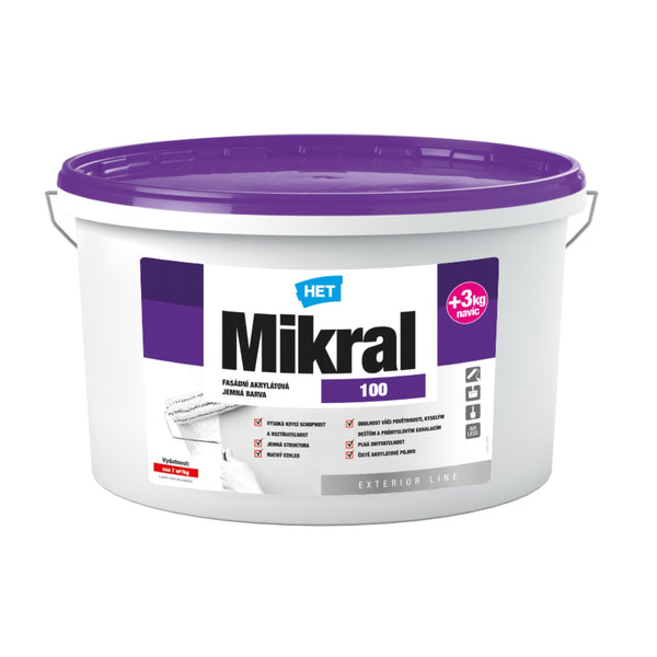 HET Mikral 100 biela umývateľná fasádna akrylátová farba 15 + 3 kg
